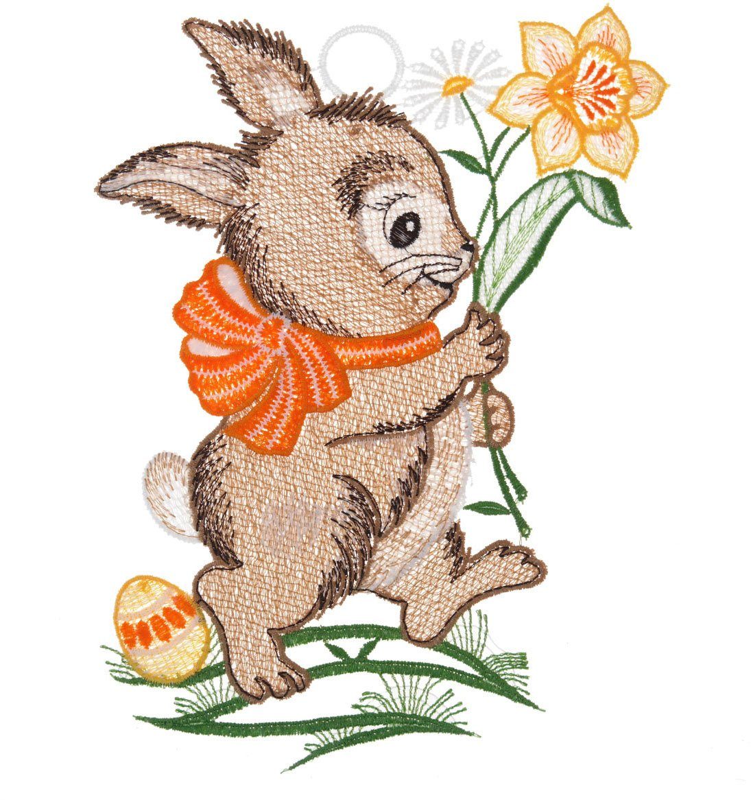 W. Reuter & Sohn - Plauener Spitze® Fensterbild Fensterbild "Hase" farbig