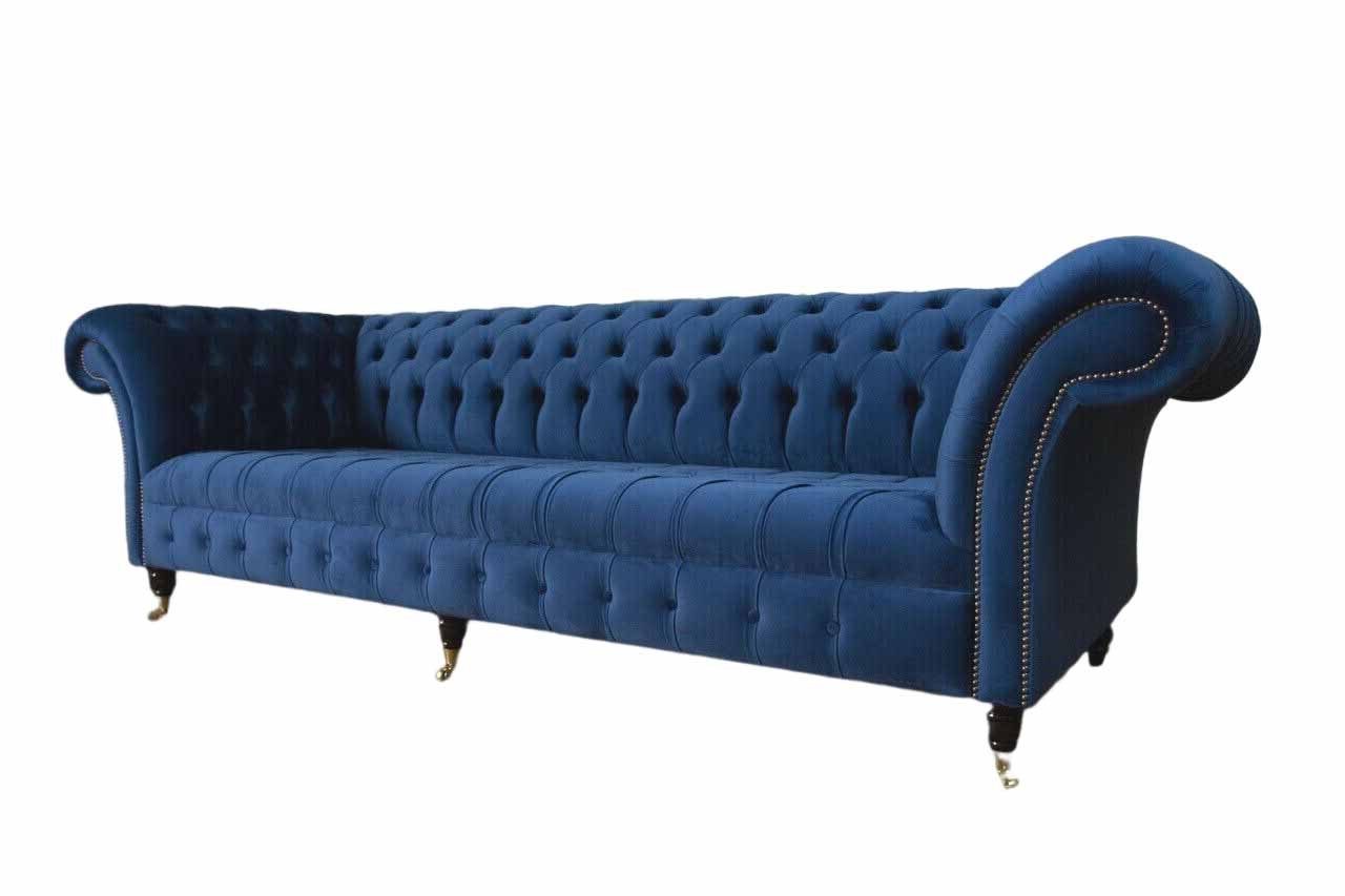 JVmoebel Chesterfield-Sofa, Sitzer Klassisch 4 Chesterfield Wohnzimmer Sofa Textil Design Sofas