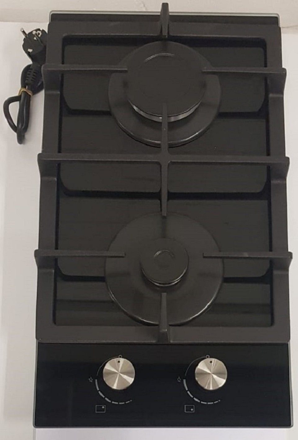 Hirogas Gas-Kochfeld mit elektrische Zündung und Zündsicherung, 30cm breit, 2flammig, autark GKF 302GG, Erdgas 20mbar / Propangas 50mbar