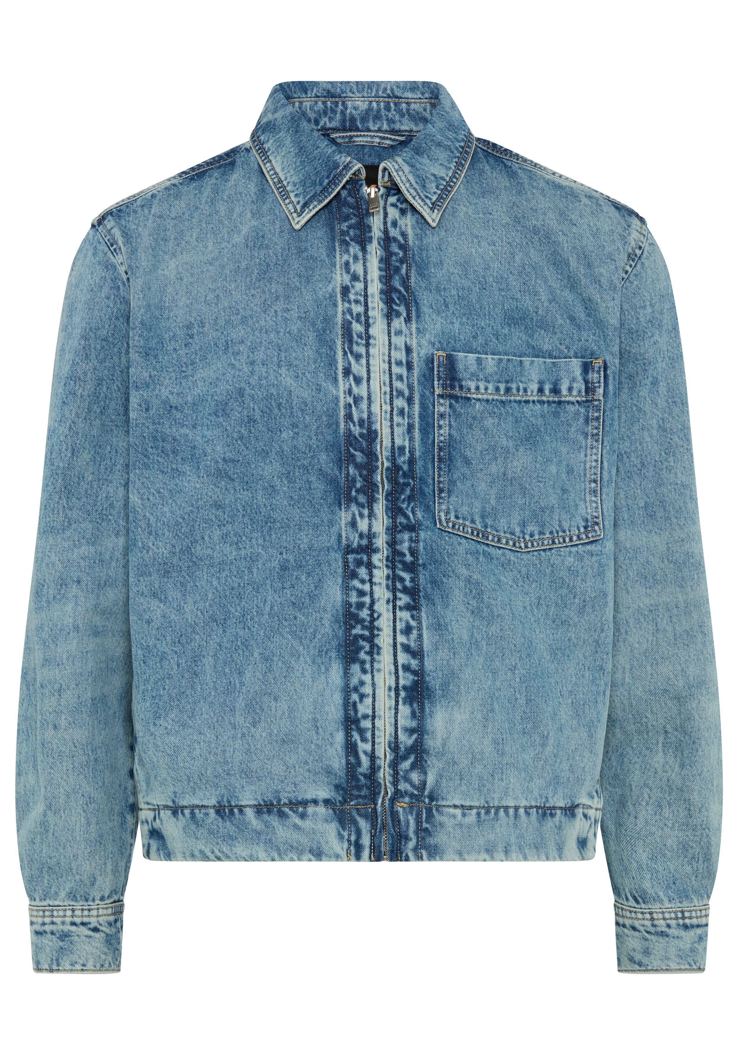 BOSS ORANGE Jeansjacke LUNEY BO Reißverschluss, Regular Fit, Stretch-Denim