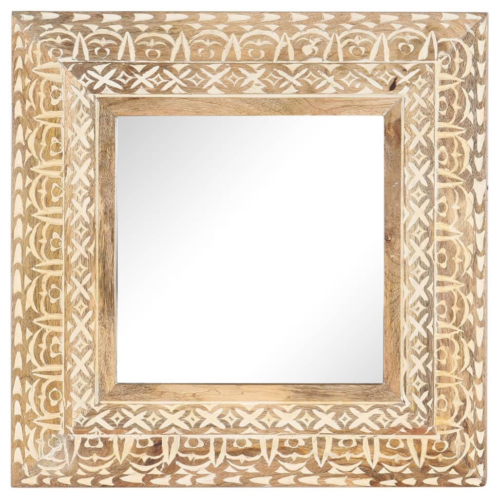 furnicato Wandspiegel Spiegel Handgeschnitzt 50x50x2,6 cm Massivholz (1-St)