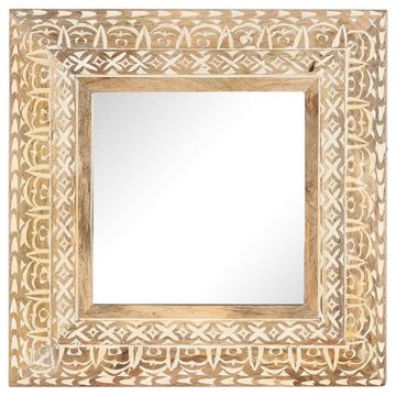 furnicato Wandspiegel Spiegel Handgeschnitzt 50x50x2,6 cm Massivholz Mango