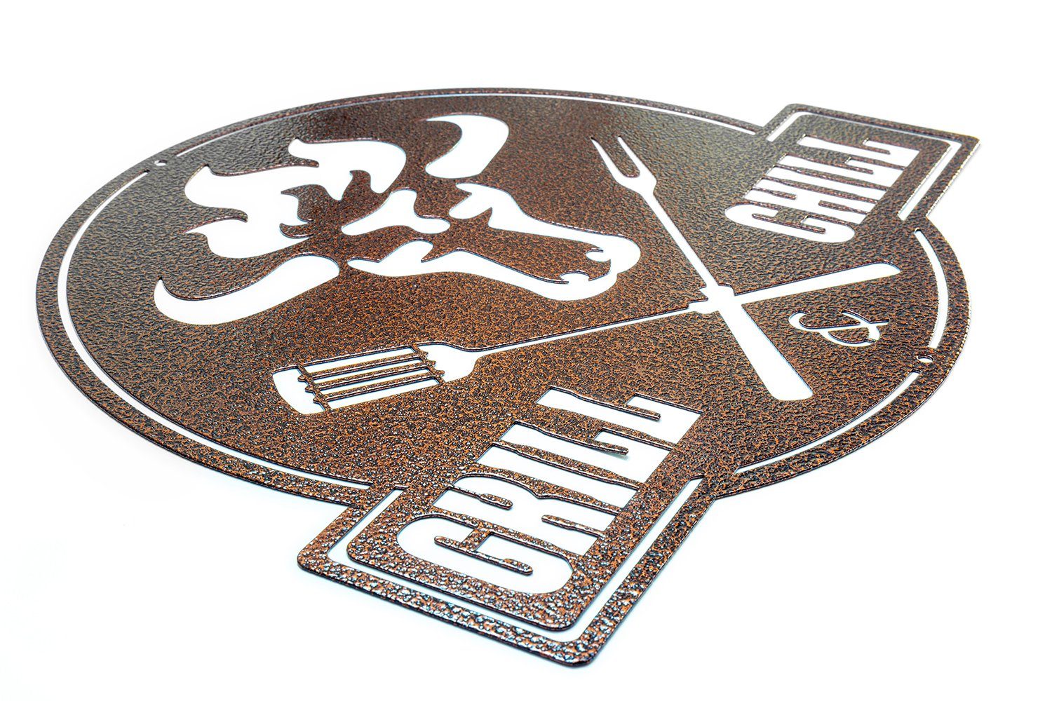 Bronze Grill&Chill tuning-art Bronze Stahl Grill + Bulle Chill Schild GC02-BRZ Wanddekoobjekt Grill &