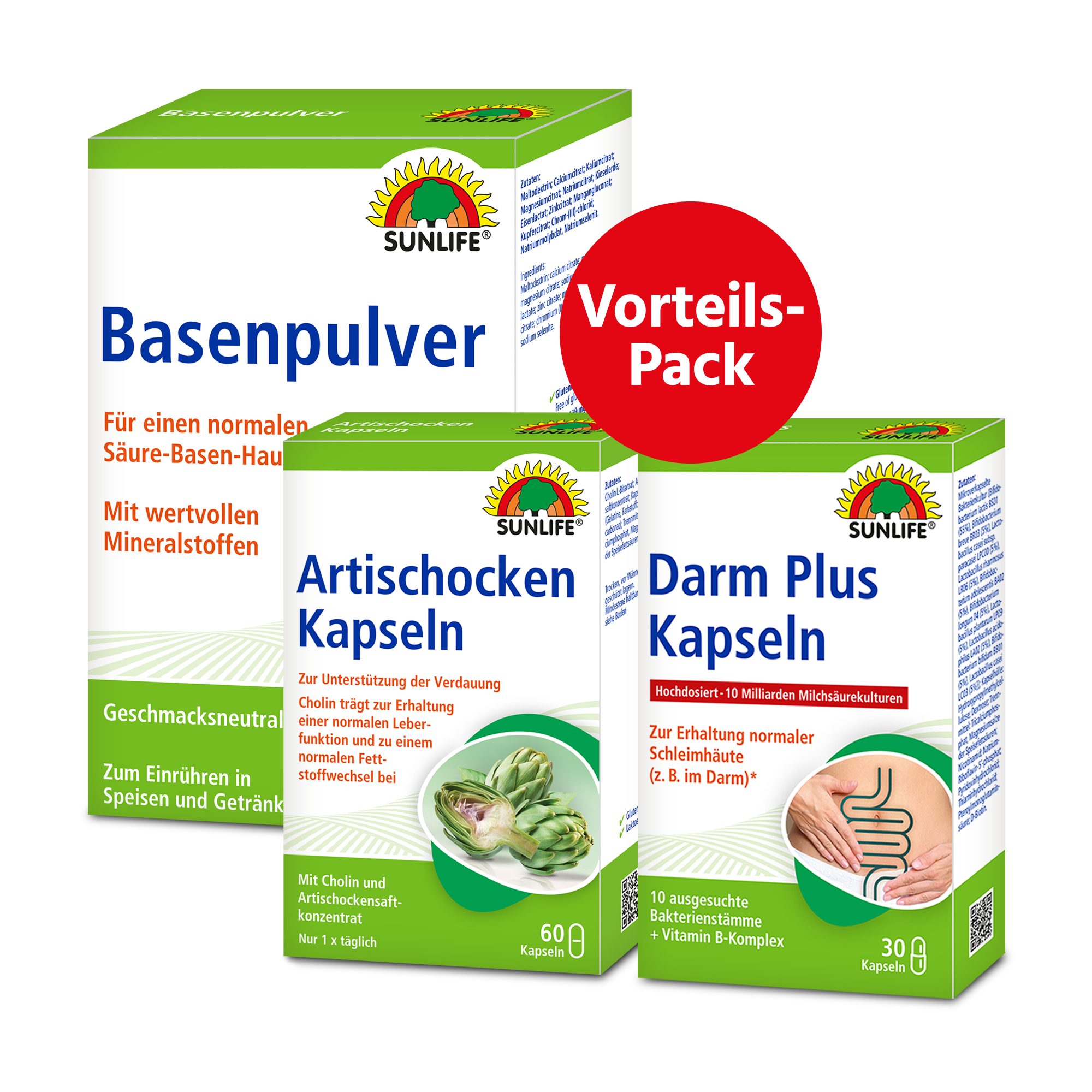 SUNLIFE SUNLIFE® Vorteils-Pack Verdauung Darm Stoffwechsel Immun Leber Kapseln und Pulver