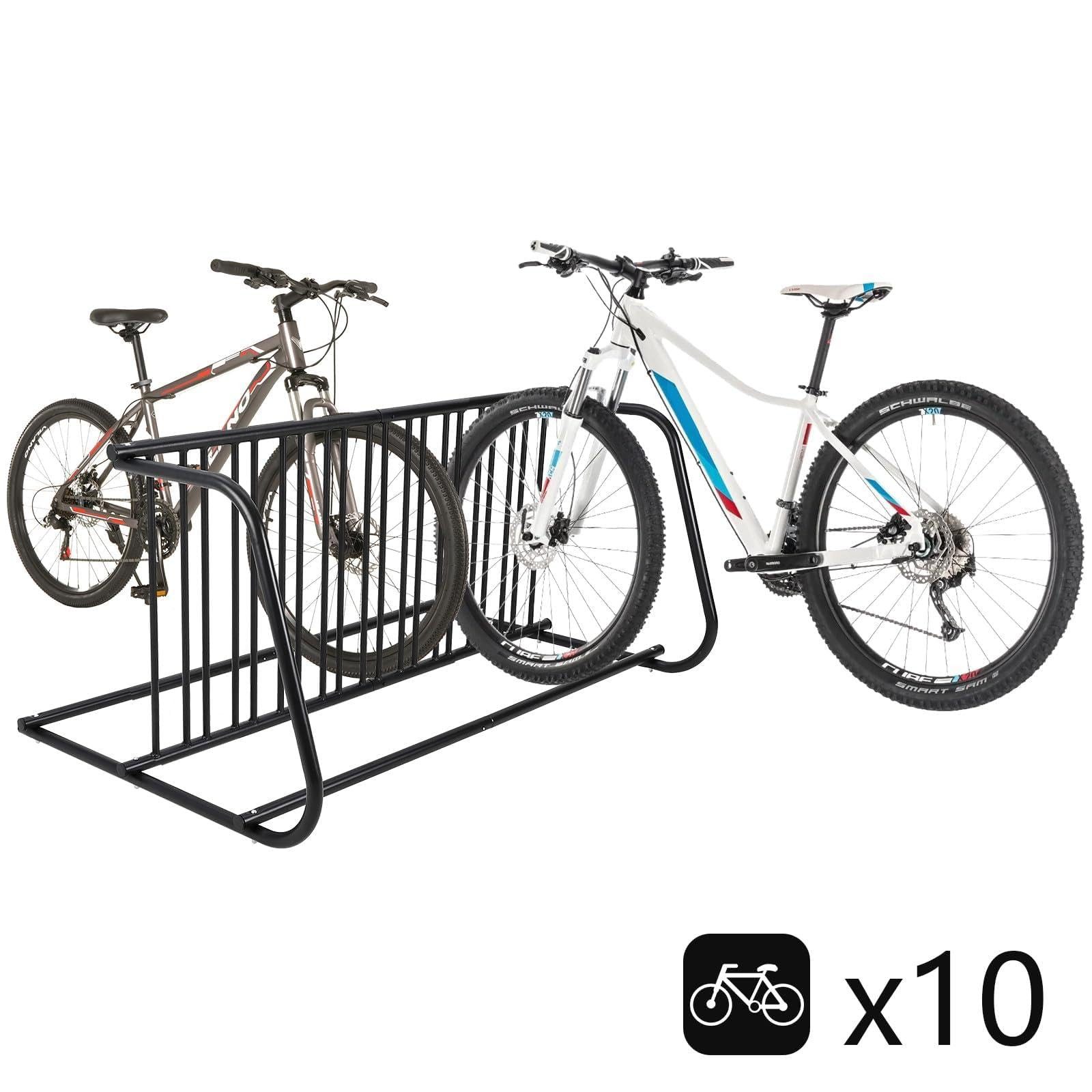GarveeMore Fahrradständer Fahrradhalter für 10 Fahrräder Freistehend Verzinkter Stahl