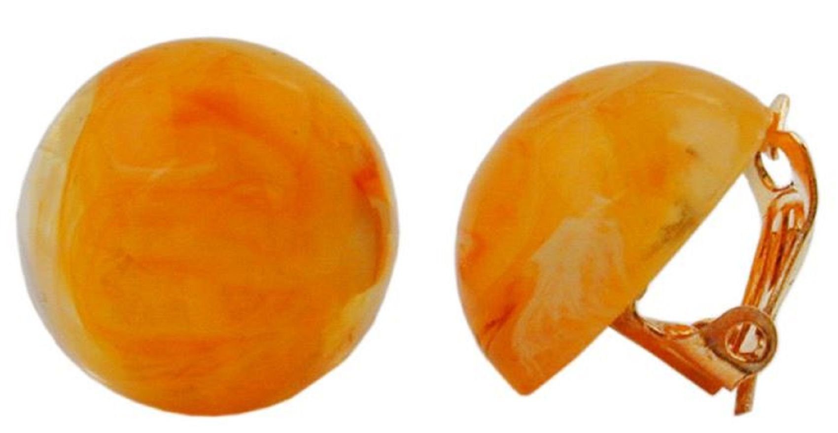 unbespielt Paar Ohrclips Modeschmuck Ohrringe bernsteinfarben marmoriert Kunststoff 17 mm, Modeschmuck für Damen