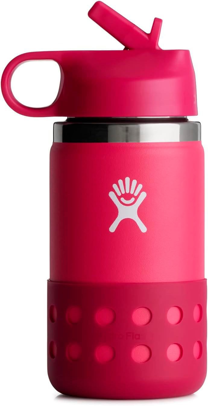 Hydro Flask Trinkflasche Kids Wide Mouth Straw Cap and Boot, TempShield™ - doppelwandige Vakuumisolierung, 355 ml