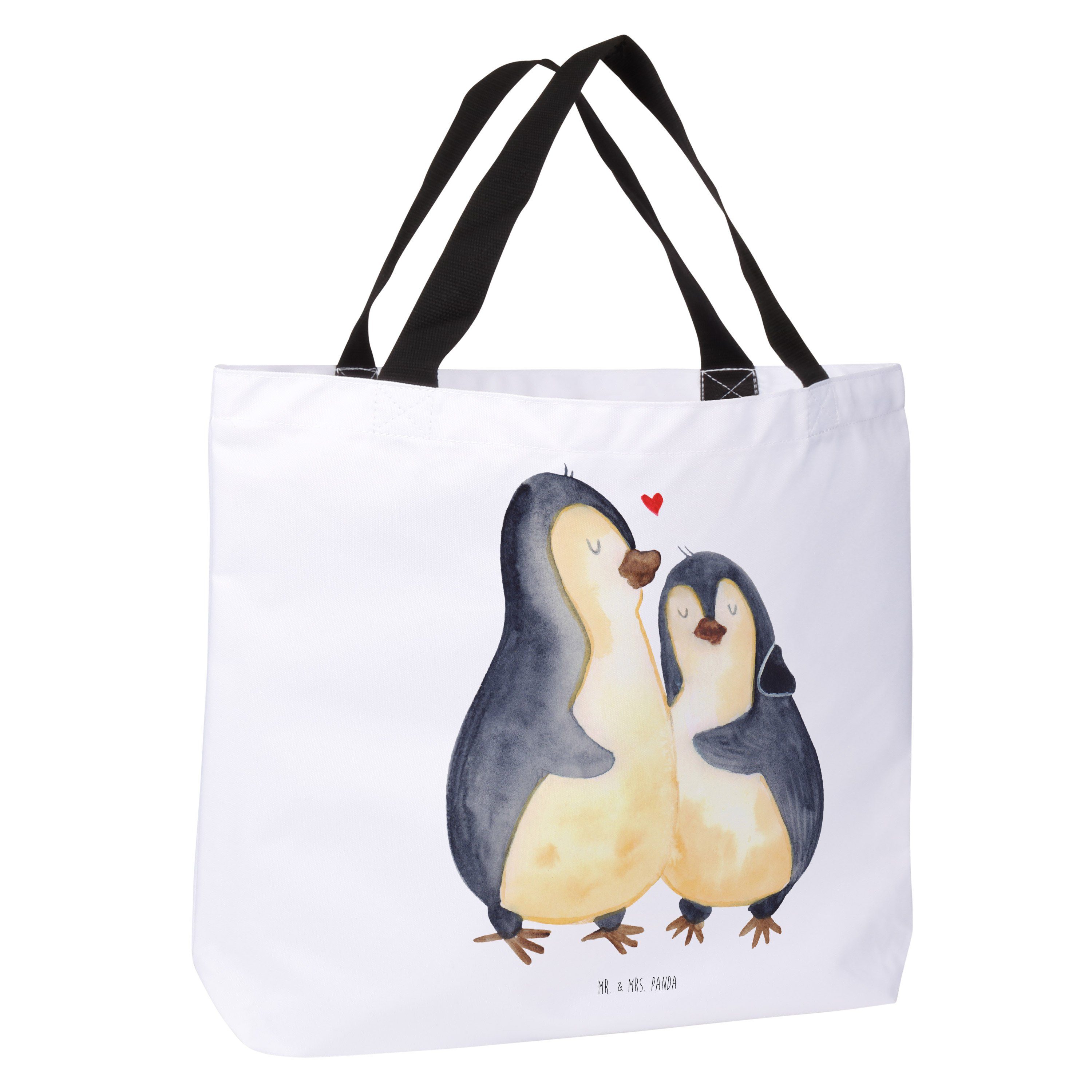 Mr. Mrs. - Panda Liebesbeweis, Geschenk, umarmend & (1-tlg) Pinguin - Shopper Weiß Hochzeitsgeschenk,