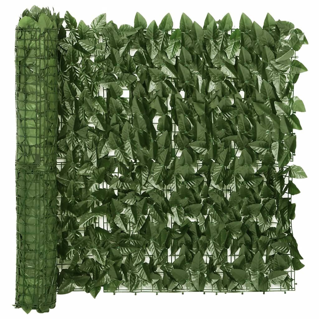 furnicato Sonnenschirm Balkon-Sichtschutz mit Dunkelgrünen Blättern 300x75 cm