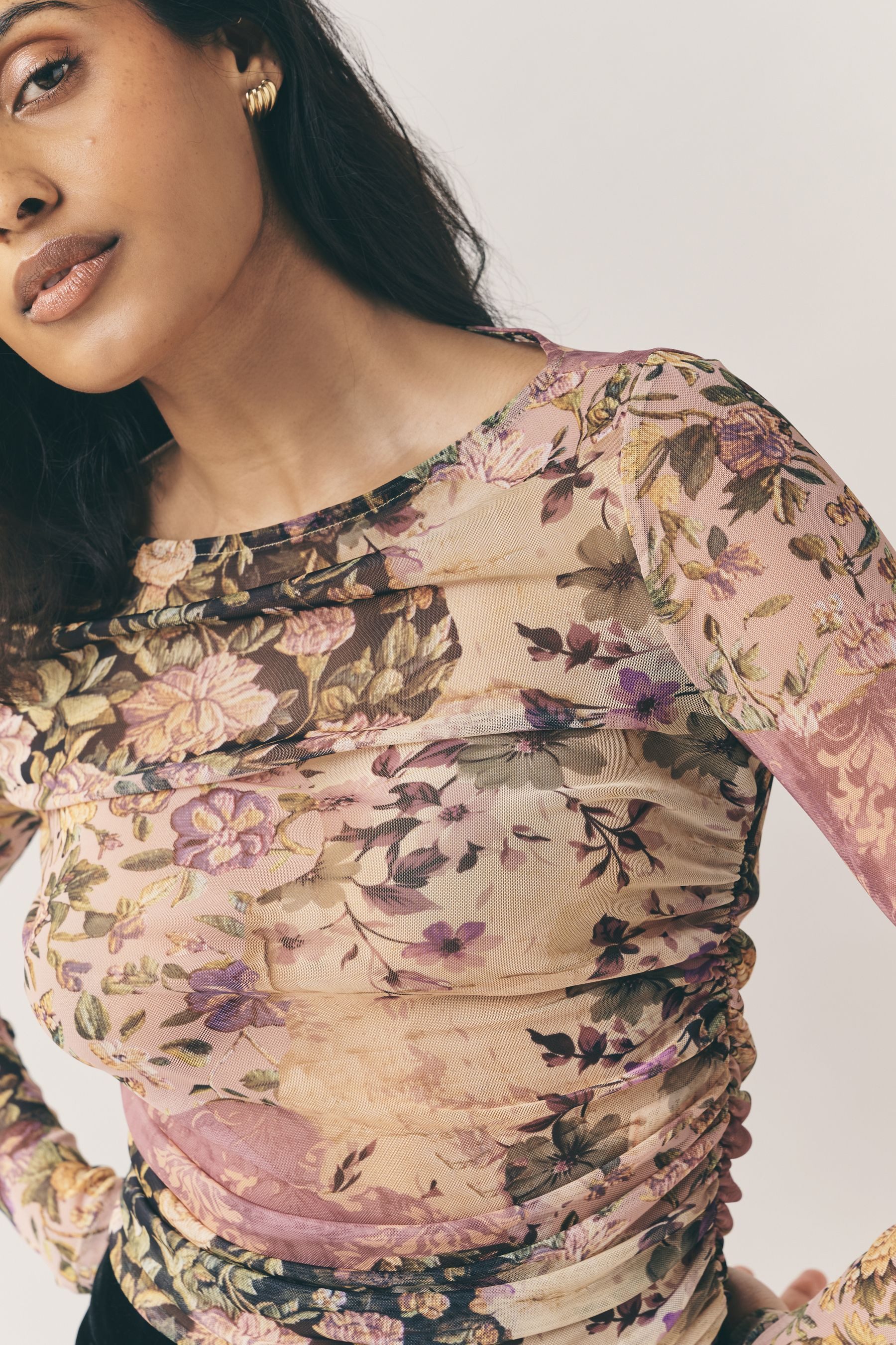 Next Langarmshirt Langärmeliges Sweatshirt mit Netzstoff (1-tlg) günstig online kaufen