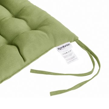 Komfortec Stuhlkissen 6er Set 40x40 cm mit Bändern, 100% Baumwolle Sitzkissen 200 g/m², Wasserabweisend Dekokissen, Sitzauflage für Innen- & Außenbereich