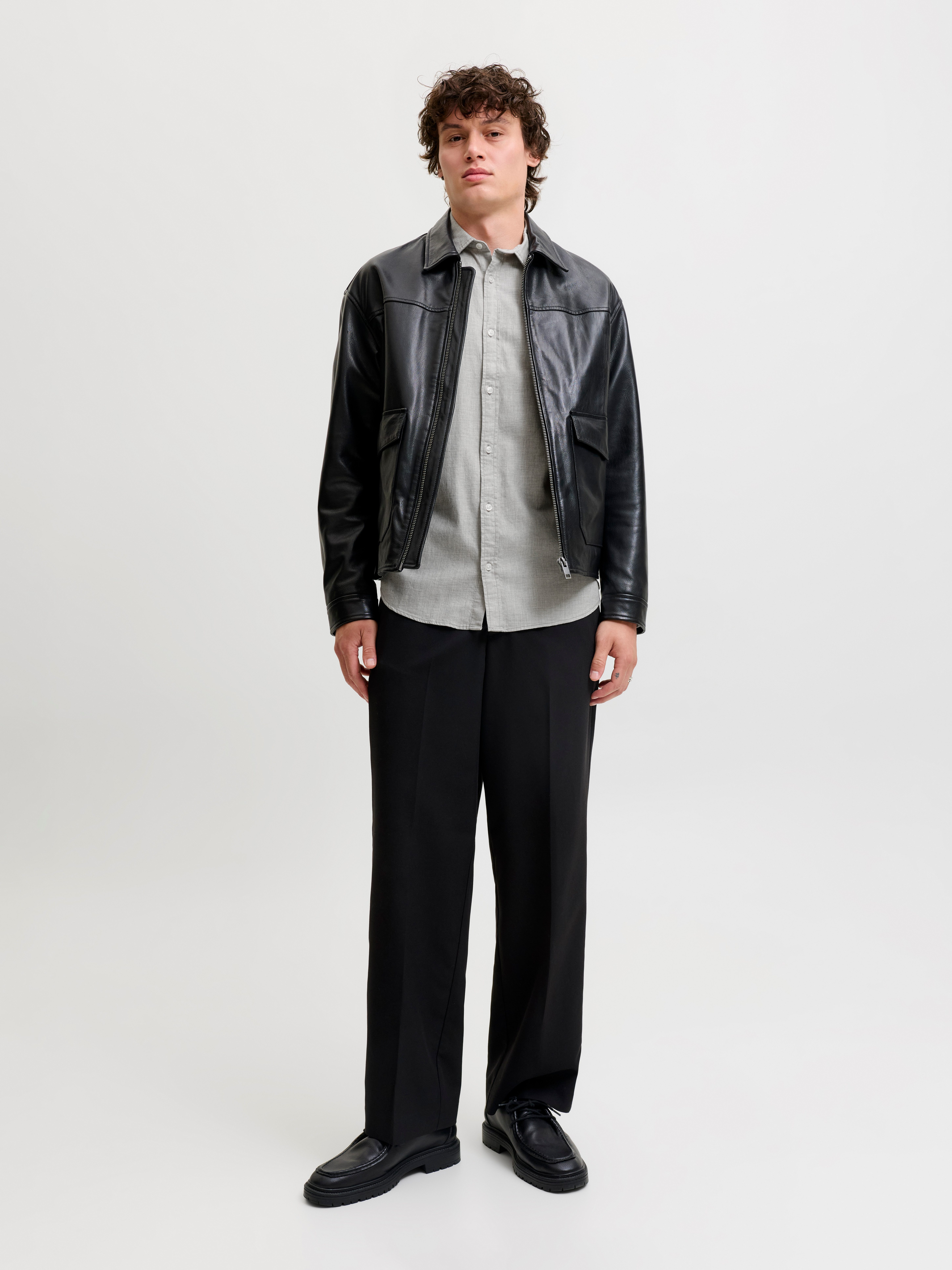 Jack & Jones Langarmhemd JJEFIELD MELANGE SHIRT LS SN Baumwolle, normal geschnitten – Bild 4 von 5