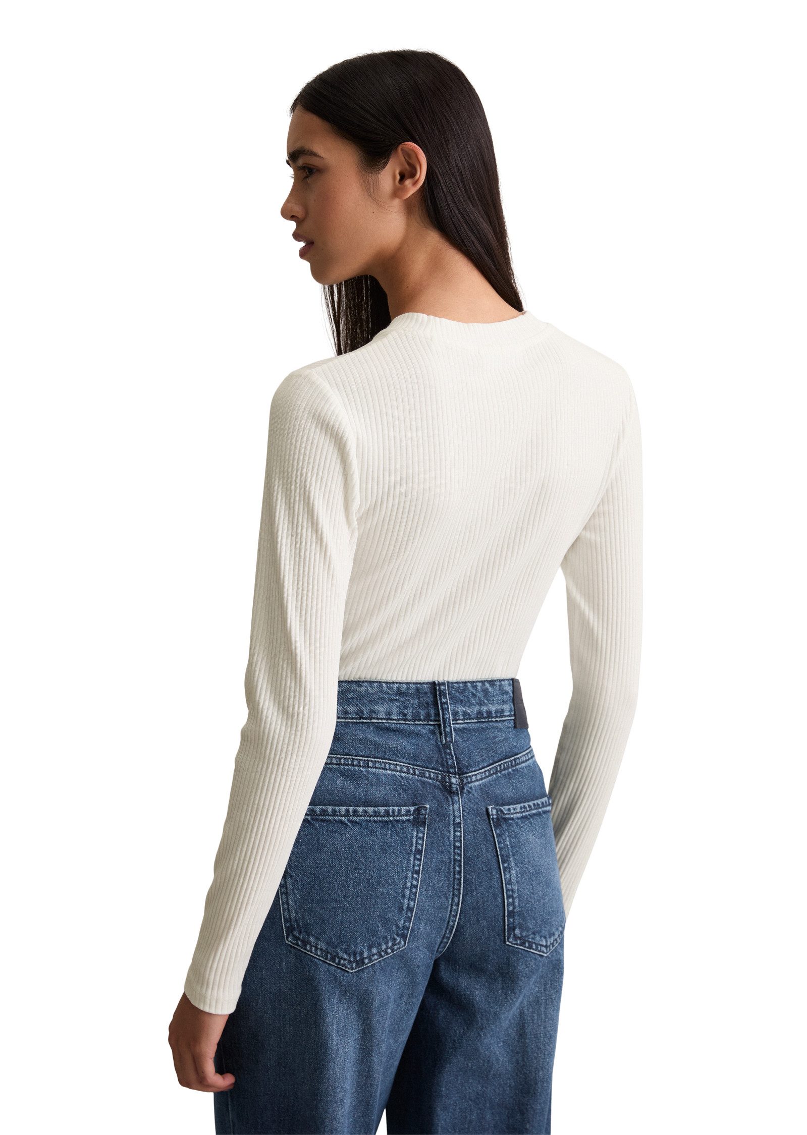 Marc O'Polo DENIM Langarmshirt Rundhalsausschnitt, slim fit, Bio-Baumwolle günstig online kaufen