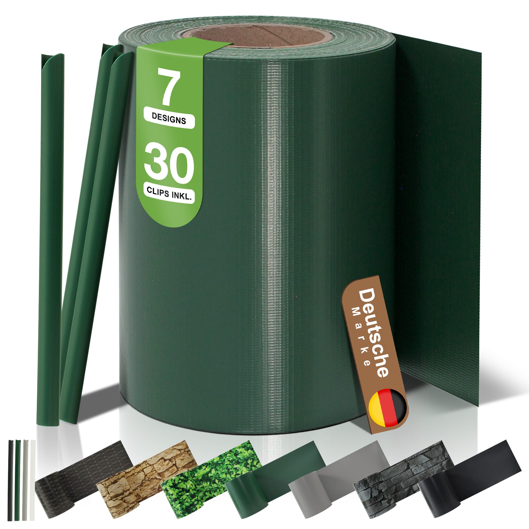 BooGardi Sichtschutzstreifen PVC Sichtschutzstreifen · Sichtschutz Zaun · blickdicht & wetterfest, (1 Rolle 19 cm x 35 m Grün · 450 g/m² · inkl. 30 Clips), Zaunblende für Doppelstabmattenzaun & Stabmattenzaun