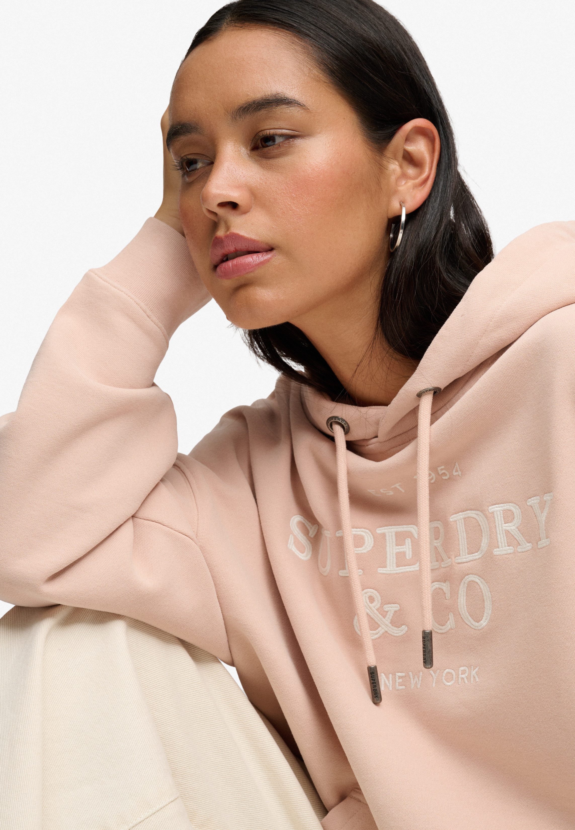 Superdry Kapuzensweatshirt Luxe Casual Emb Relaxed Hood Baumwolle, oversize – Bild 4 von 5