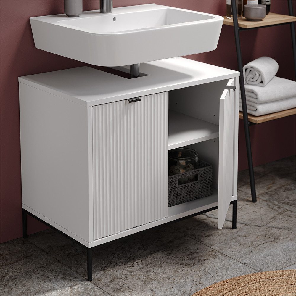 Vicco Waschbeckenunterschrank Eliza, Weiß/Weiß, 70 x 63 cm mit 2 Türen (1-St) – Bild 5 von 5