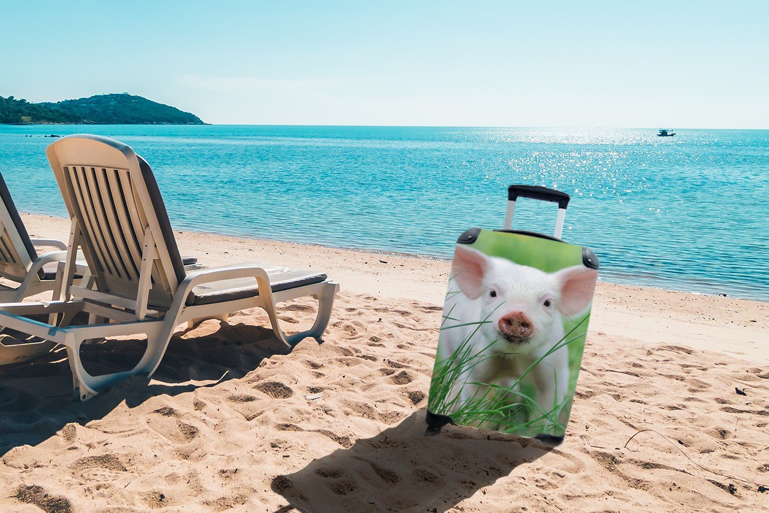 Groß, 4 Reisetasche Reisekoffer - rollen, MuchoWow Schwein Trolley, mit Ferien, Tiere - Handgepäck für Rollen, Handgepäckkoffer