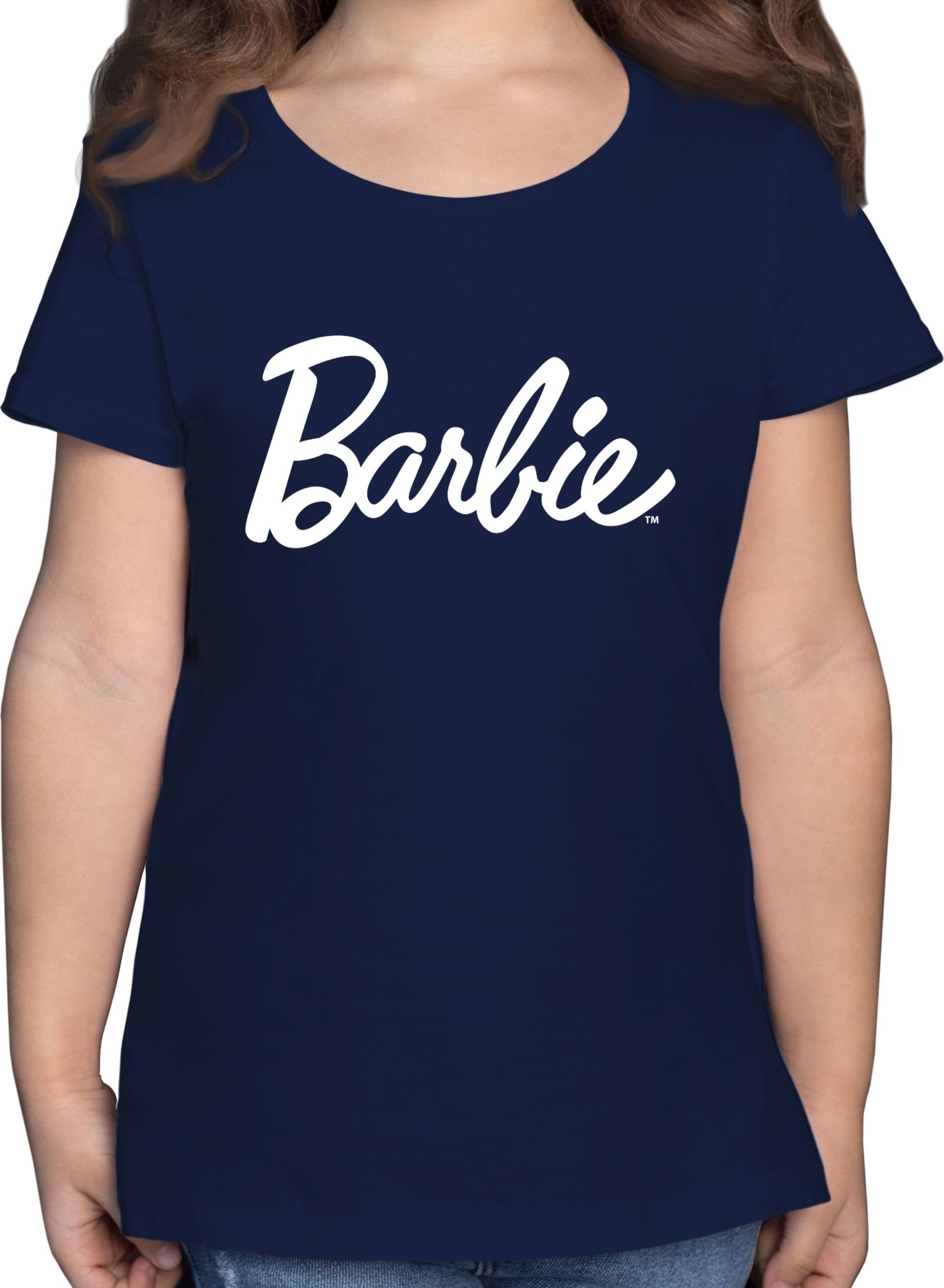 Shirtracer T-Shirt Barbie Logo Dunkelblau Barbie weiß 2 Mädchen