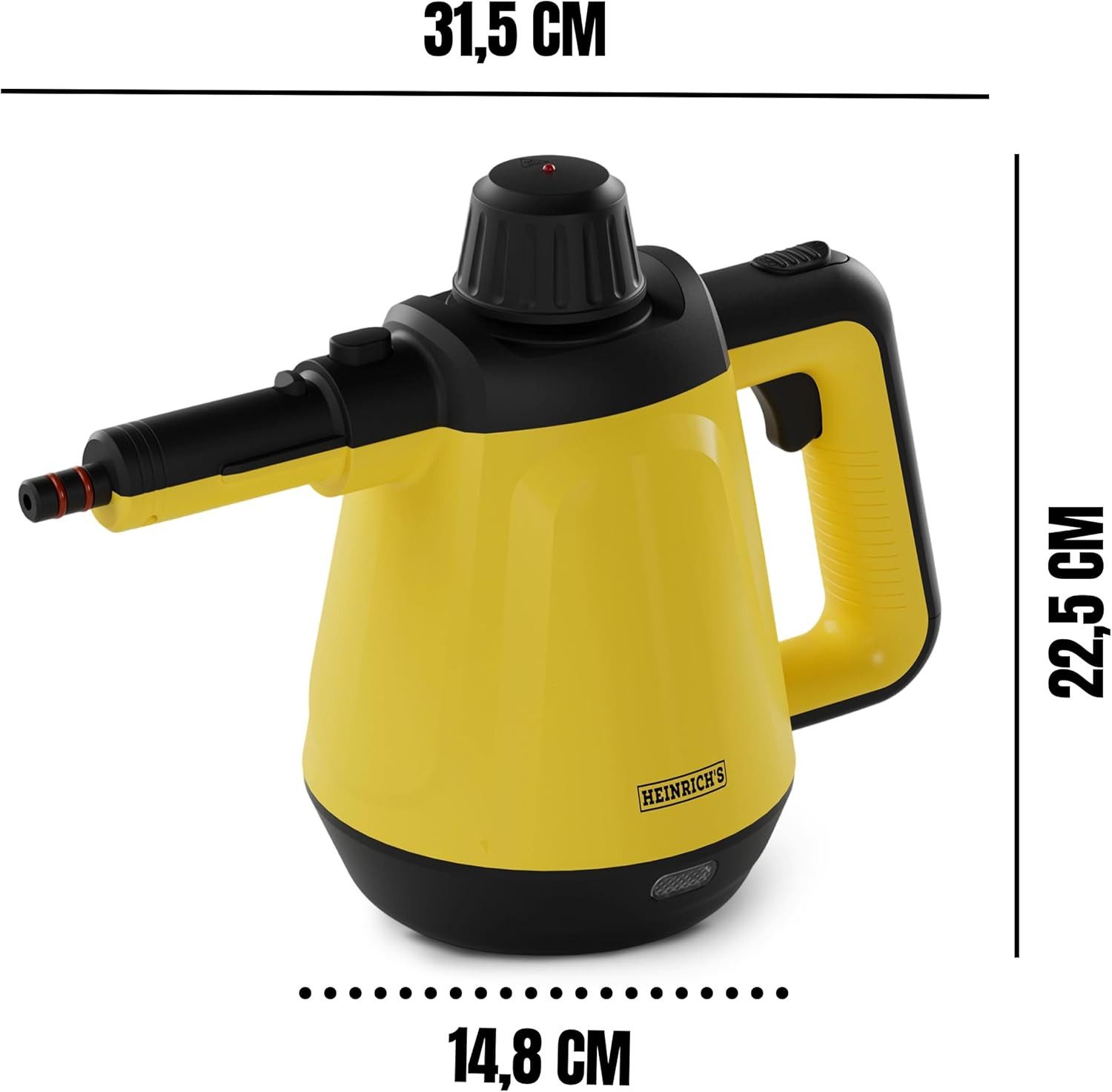 Heinrich´s Dampfreiniger HDR 8734 1200W Handdampfreiniger, 1200 W, 400ml Wassertank, kurze Aufheizzeit, 3,5 Bar