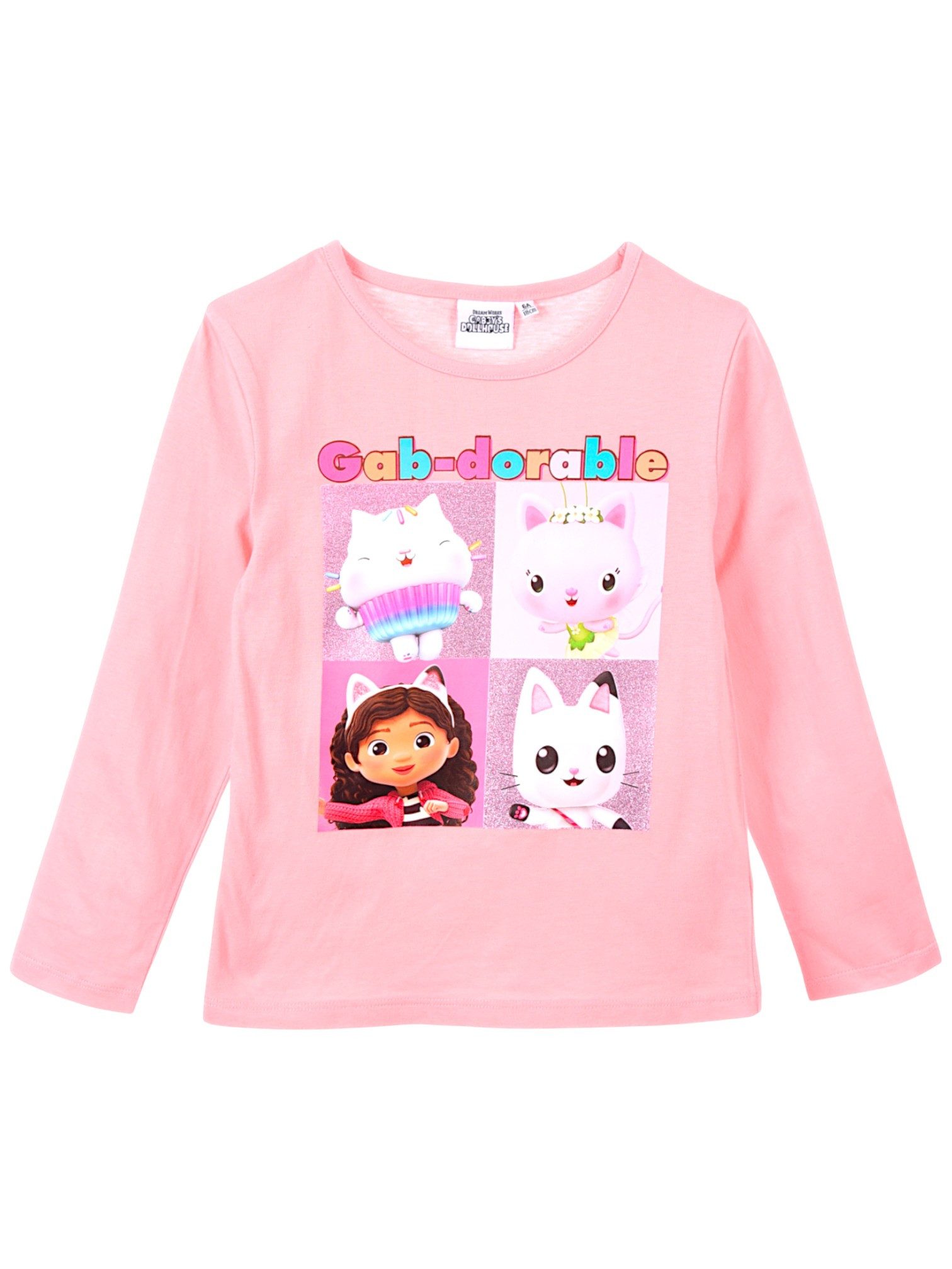 Dreamworks Gabby’s Dollhouse Langarmshirt Gab-dorable Mädchen Shirt aus Baumwolle mit Glitzer Gr. 98 - 128 cm