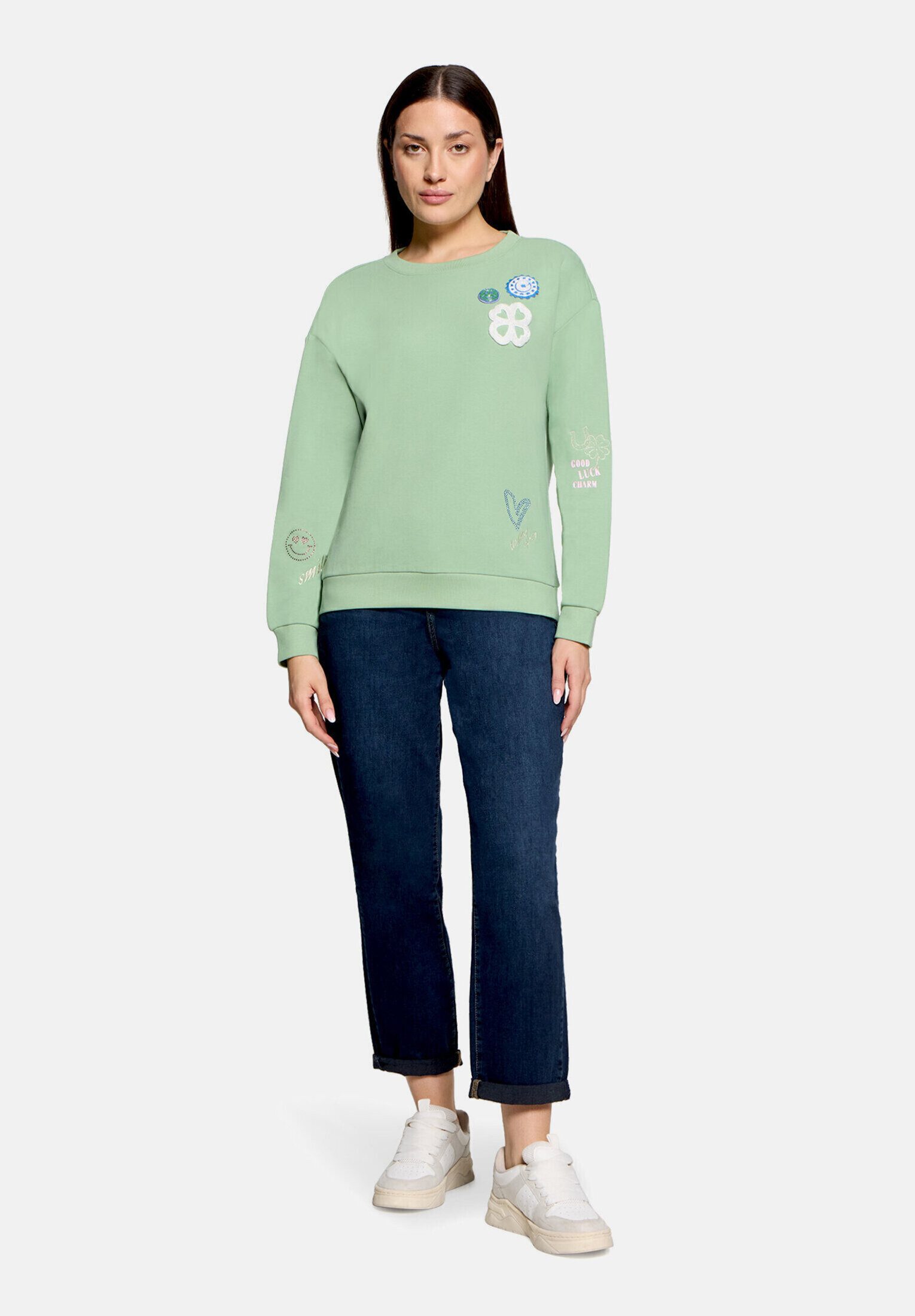 Cartoon Sweatshirt Damen mit Rippbündchen