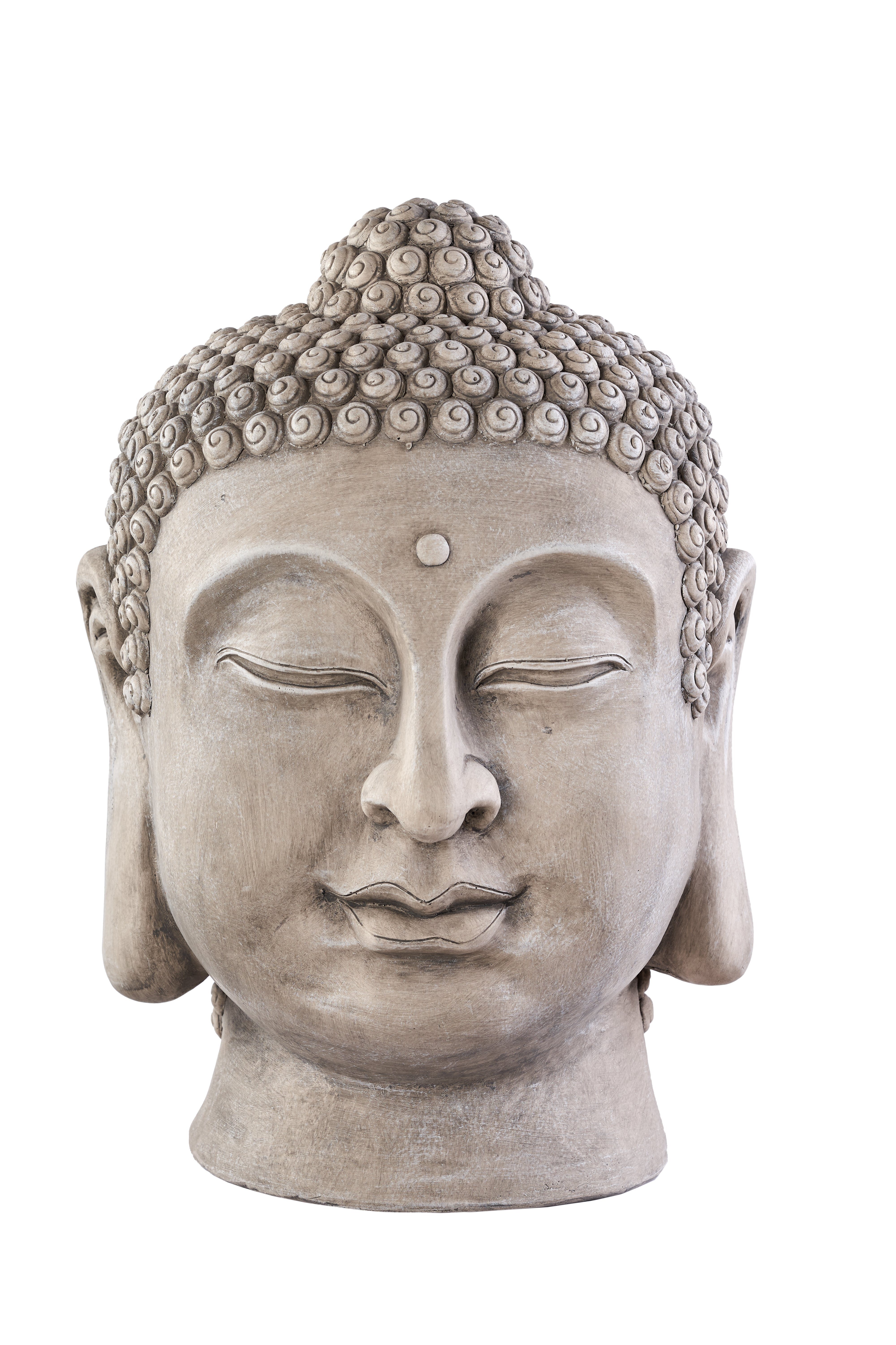 Buddha Kopf Deko Statue groß Buddhakopf  Silber schwarz Buddha Figur 31 cm 