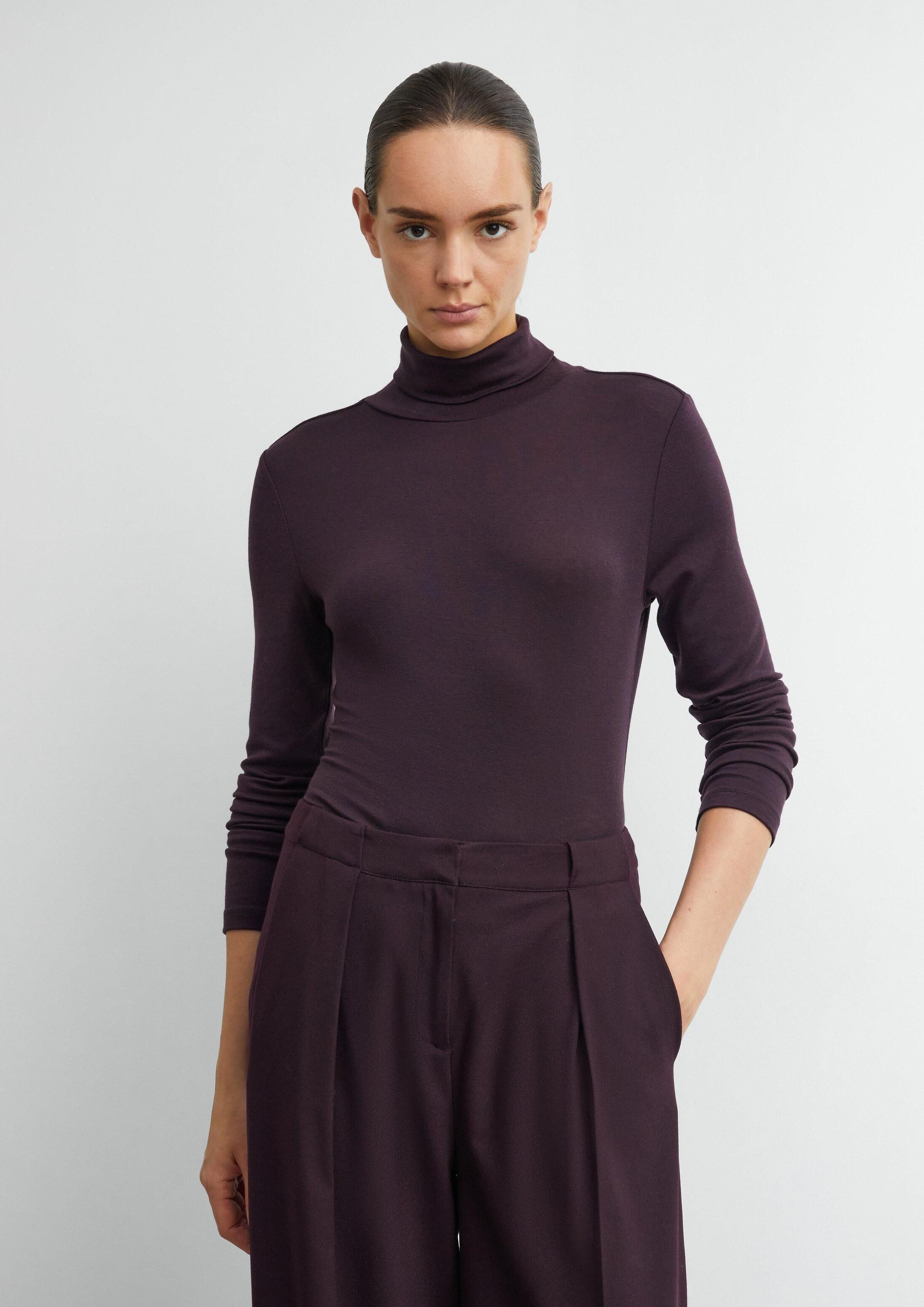 comma Langarmshirt T-Shirt Feiner Rollkragenpullover aus Viskosemix