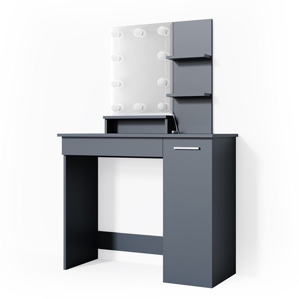 Vicco Schminktisch Julia, Anthrazit, 90 cm mit LED Beleuchtung