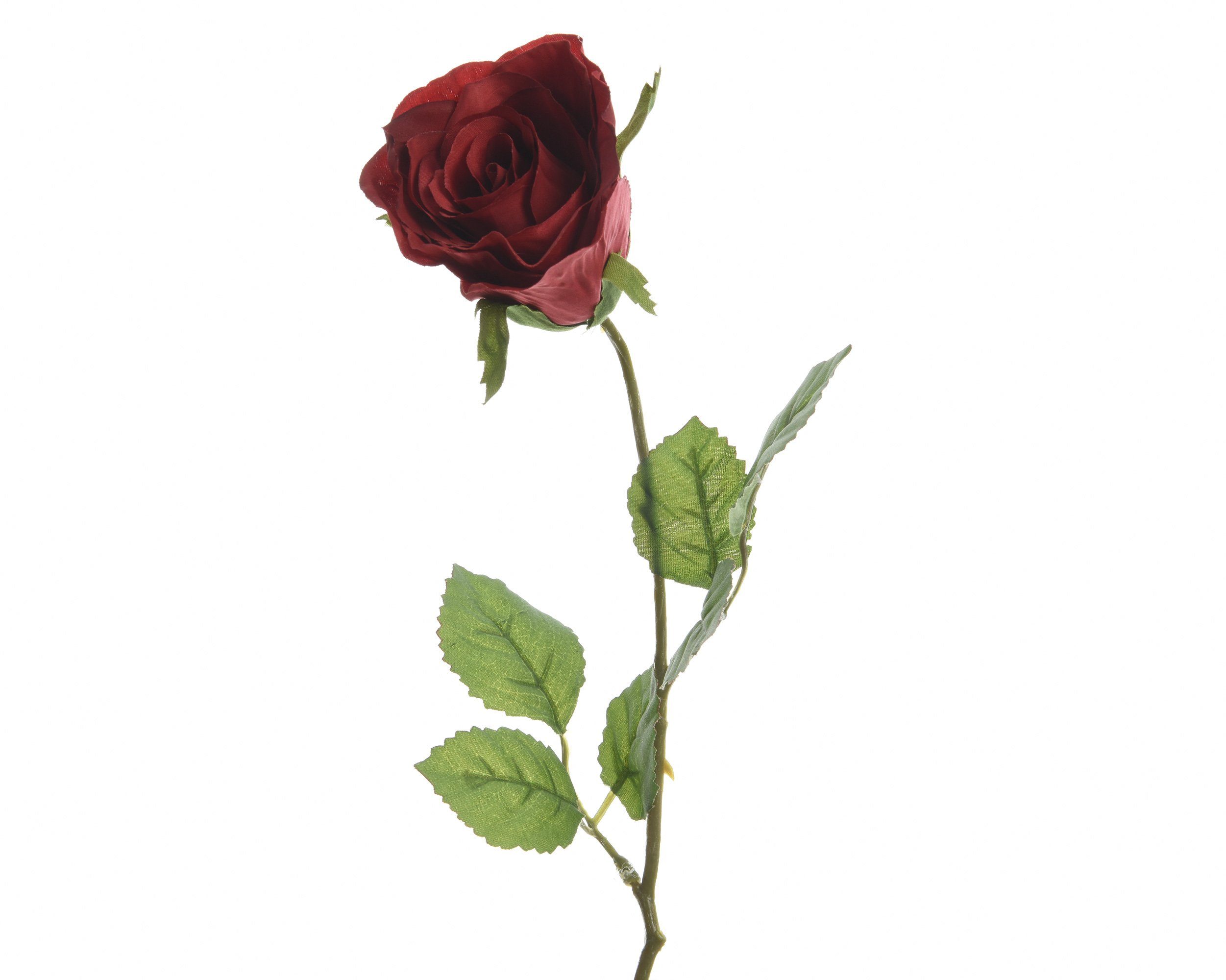 Kunstblume, Decoris season decorations, Künstliche Rose mit Stiel 45cm Polyester - Rot