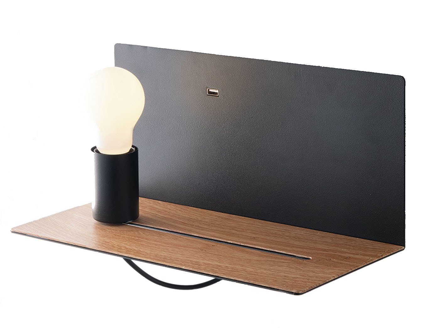 ECO-LIGHT LED wechselbar, Schwarz USB Wand Wandleuchte, warmweiß, mit LED Nachttischlampe Ladefunktion USB-Ladefunktion, Schalter innen Bett
