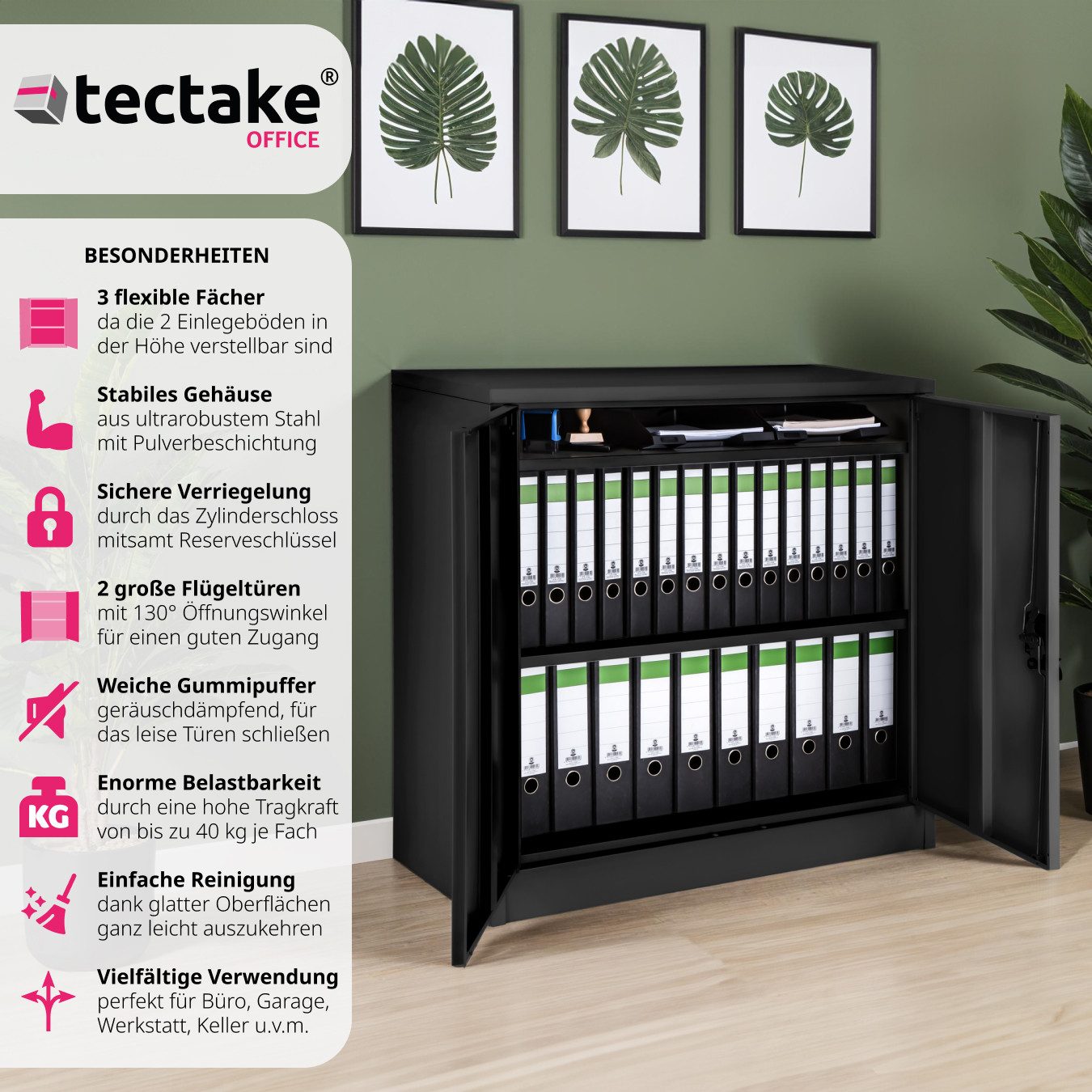 tectake Aktenschrank (Komplettset, 1-St., inkl. Schlüssel) günstig online kaufen