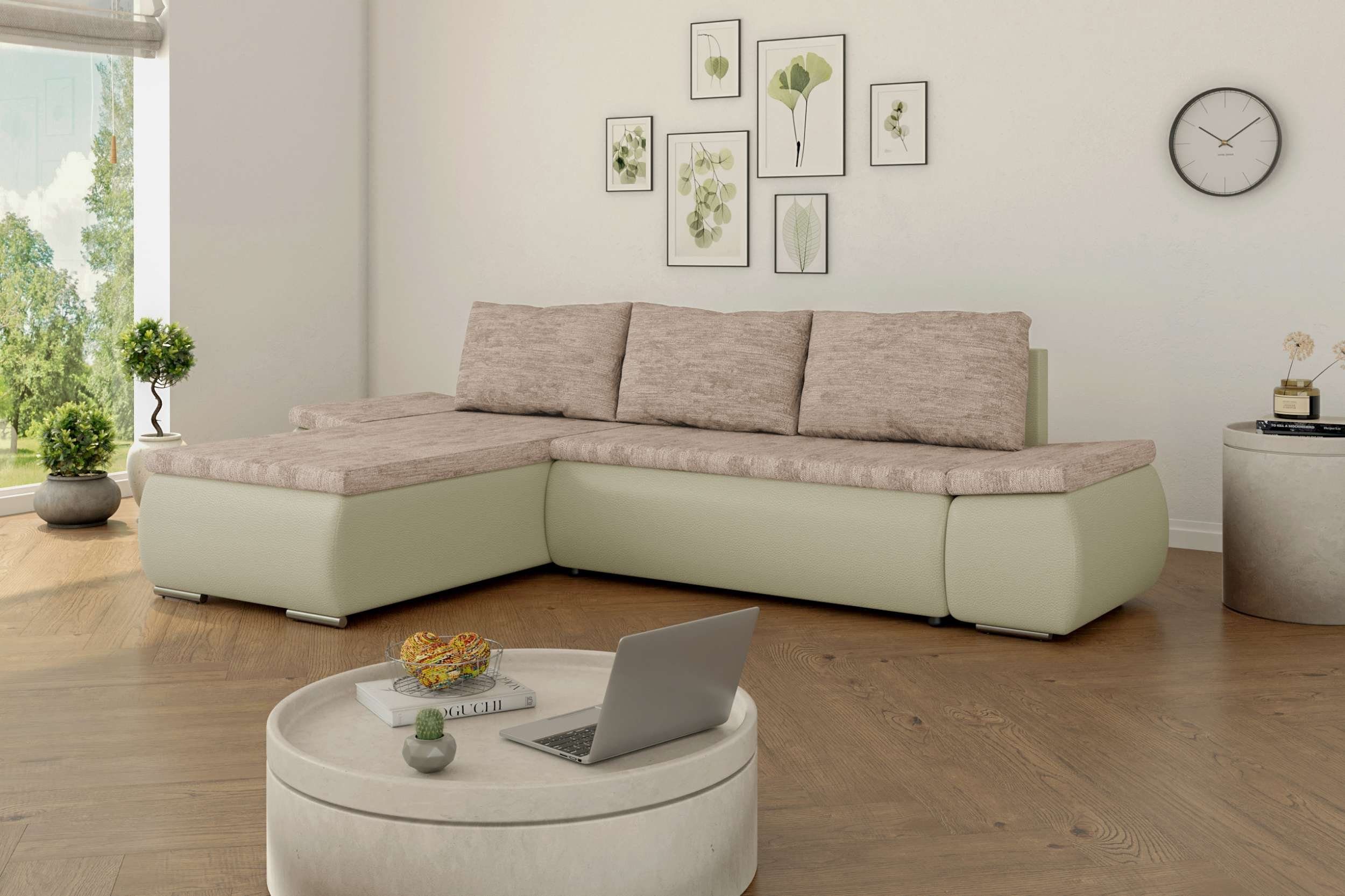 Stylefy Ecksofa Olin, L-Form, Eckcouch, mane links oder rechts bestellbar, mit Bettfunktion, frei im Raum stellbar, mit Wellenfederung, Modern Design