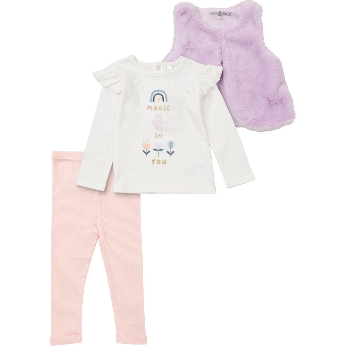 Lily & Jack Body Regenbogen Mädchen (3-tlg) Geschenkset, Erstausstattungsset, Babyerstausstattung, Baby Outfit
