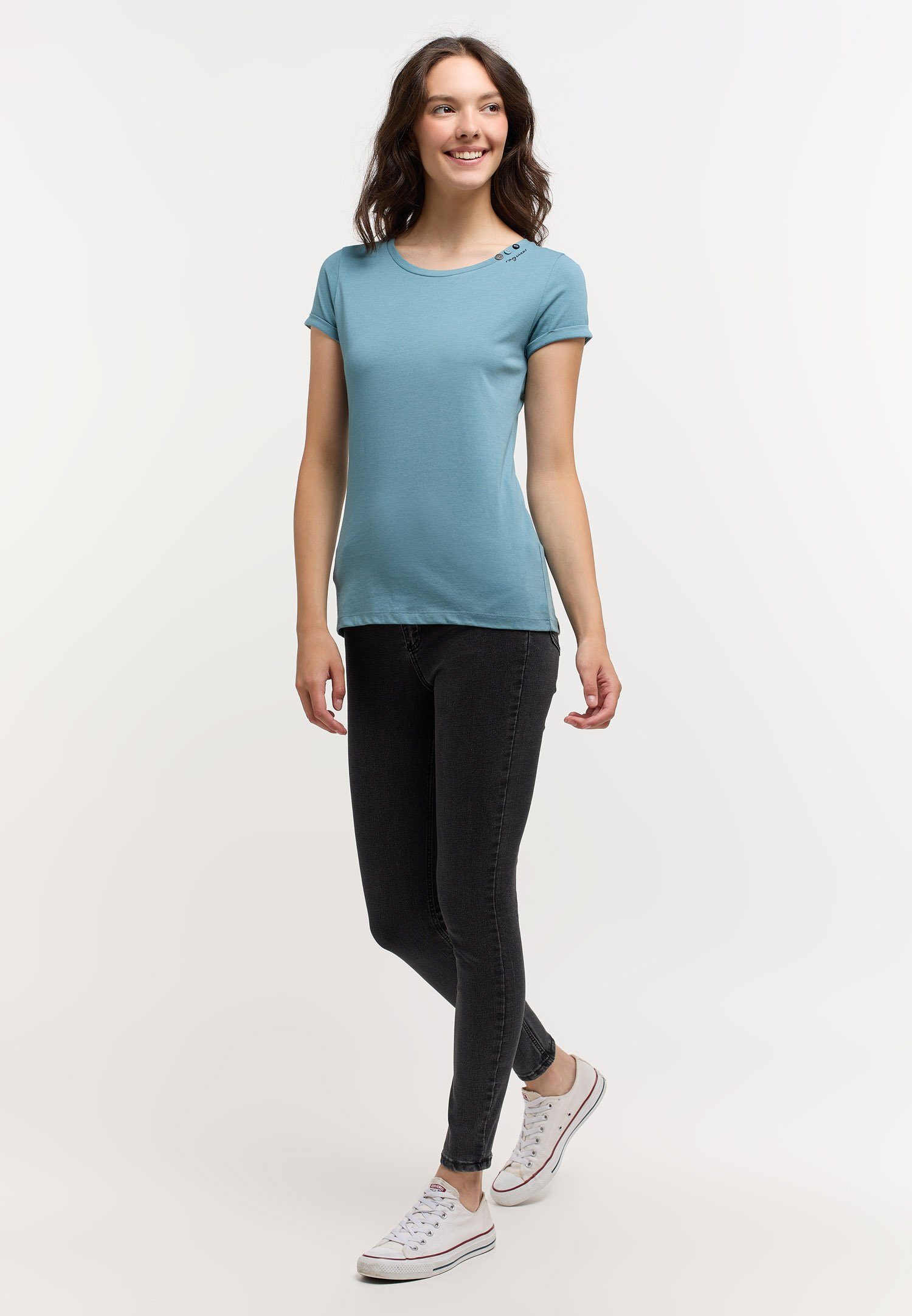 Ragwear T-Shirt FLLORAH A ORGANIC STONE GOTS BLUE Nachhaltige Vegane Mode &