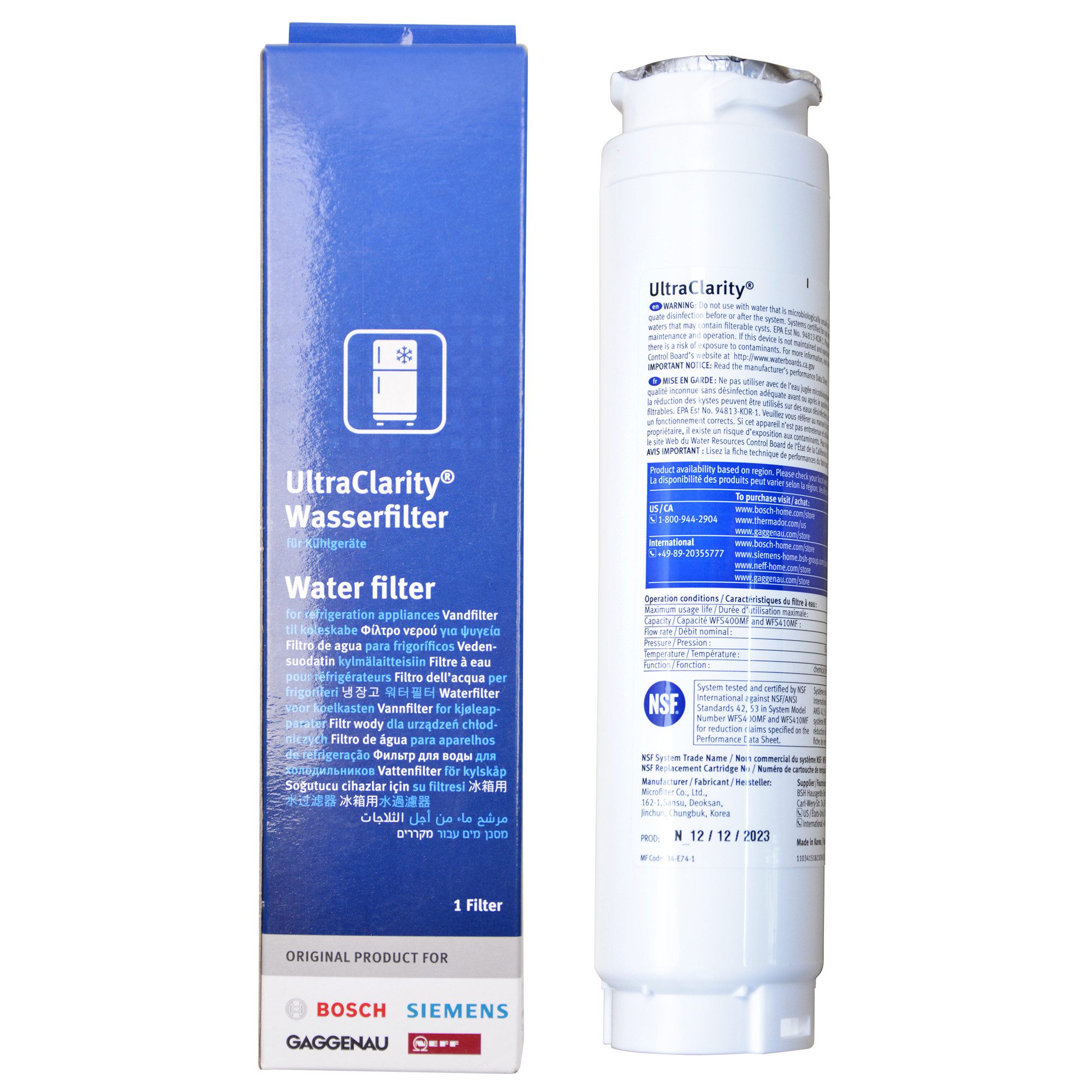 BOSCH Wasserfilter Filter intern 11034151 UltraClarity®, für KühlGefrierKombination SideBySide