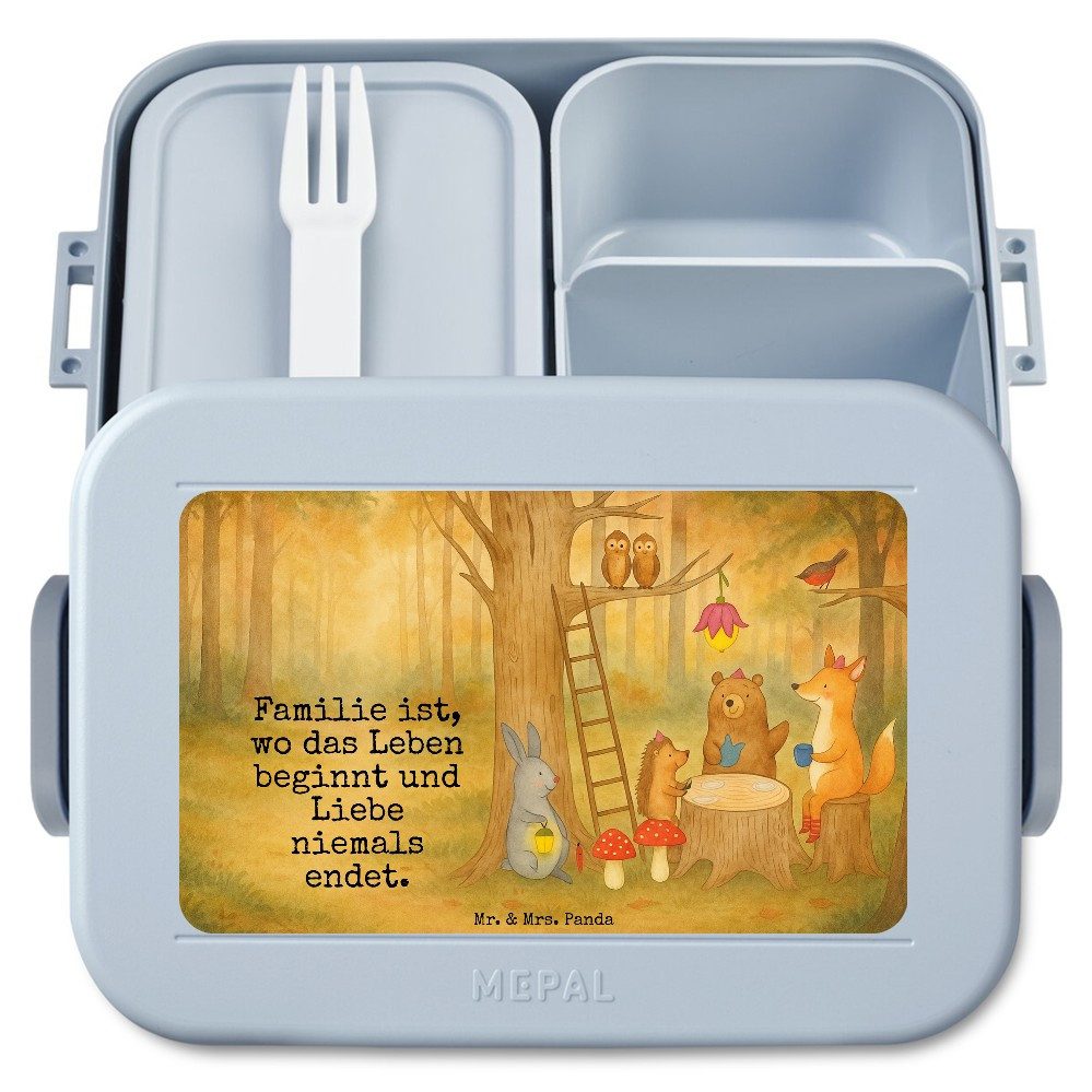 Mr. & Mrs. Panda Butterdose Waldtiere Picknick Design, Essensbehälter, Blau Pastell, Eichhörnchen, Polypropylen lebensmittelecht, (Packung), Lustige Sprüche Jausenbox Lunchbox