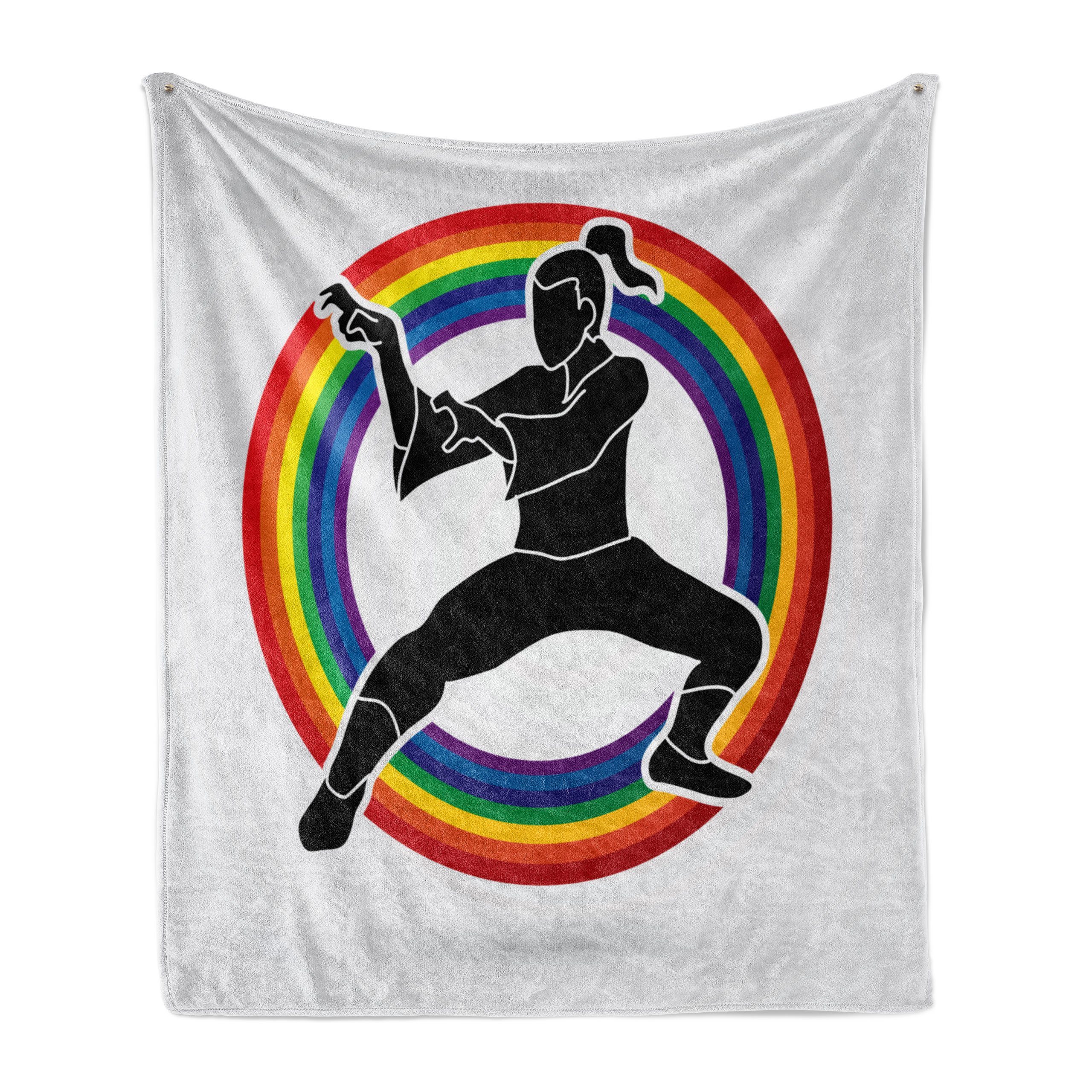 Wohndecke Gemütlicher Plüsch für den Innen- und Außenbereich, Abakuhaus, Kung Fu Karate auf Regenbogen-Kreis