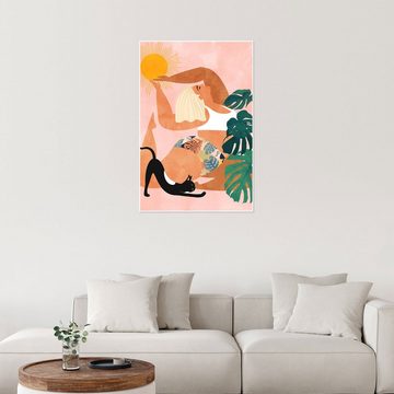 Posterlounge Poster 83 Oranges, Tropisches Yoga, Wohnzimmer Illustration