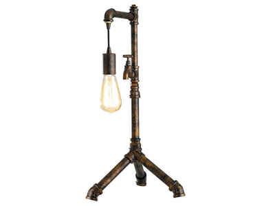 LUCE Design LED Tischleuchte, LED wechselbar, warmweiß, groß-e ausgefallen-e Industrial Rohr Lampe in Rost-optik, H: 61cm