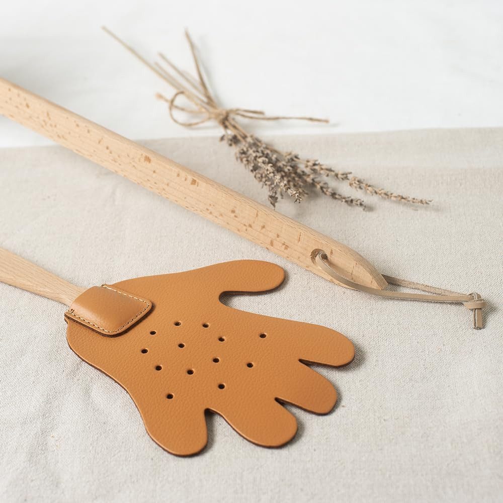 Hofmeister Fliegenklatsche aus Holz und Leder Insektenabwehr