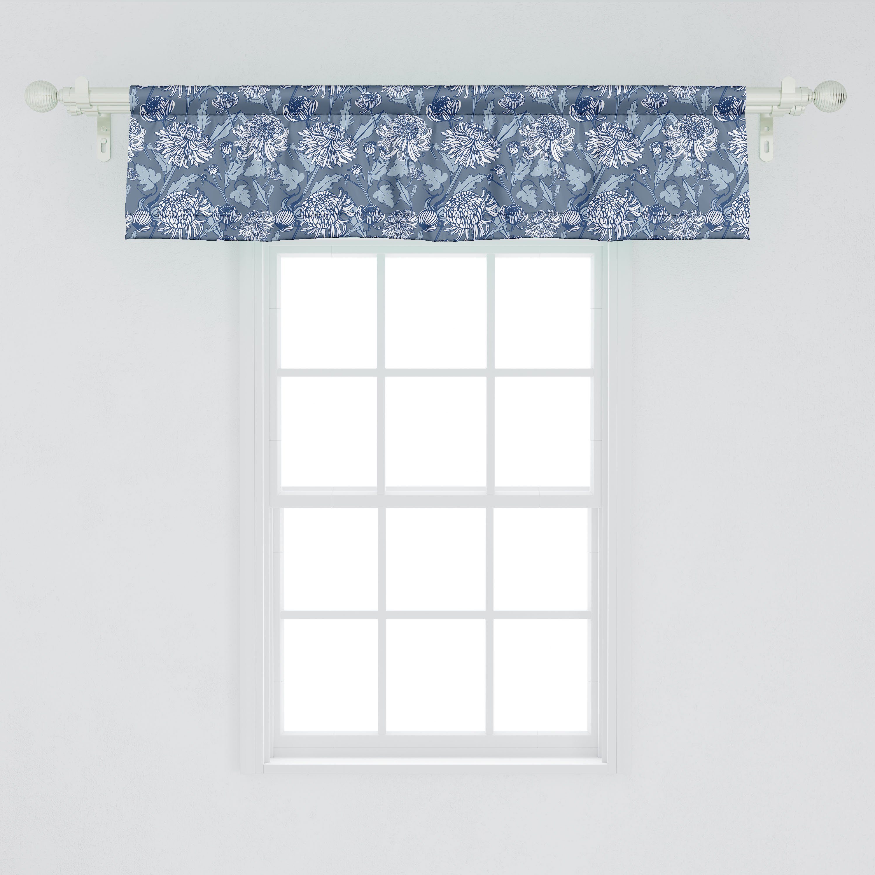Scheibengardine Vorhang Volant Küche der Skizze Microfaser, Dekor Schlafzimmer Blumen mit Abakuhaus, Stangentasche, für Chrysanthemen