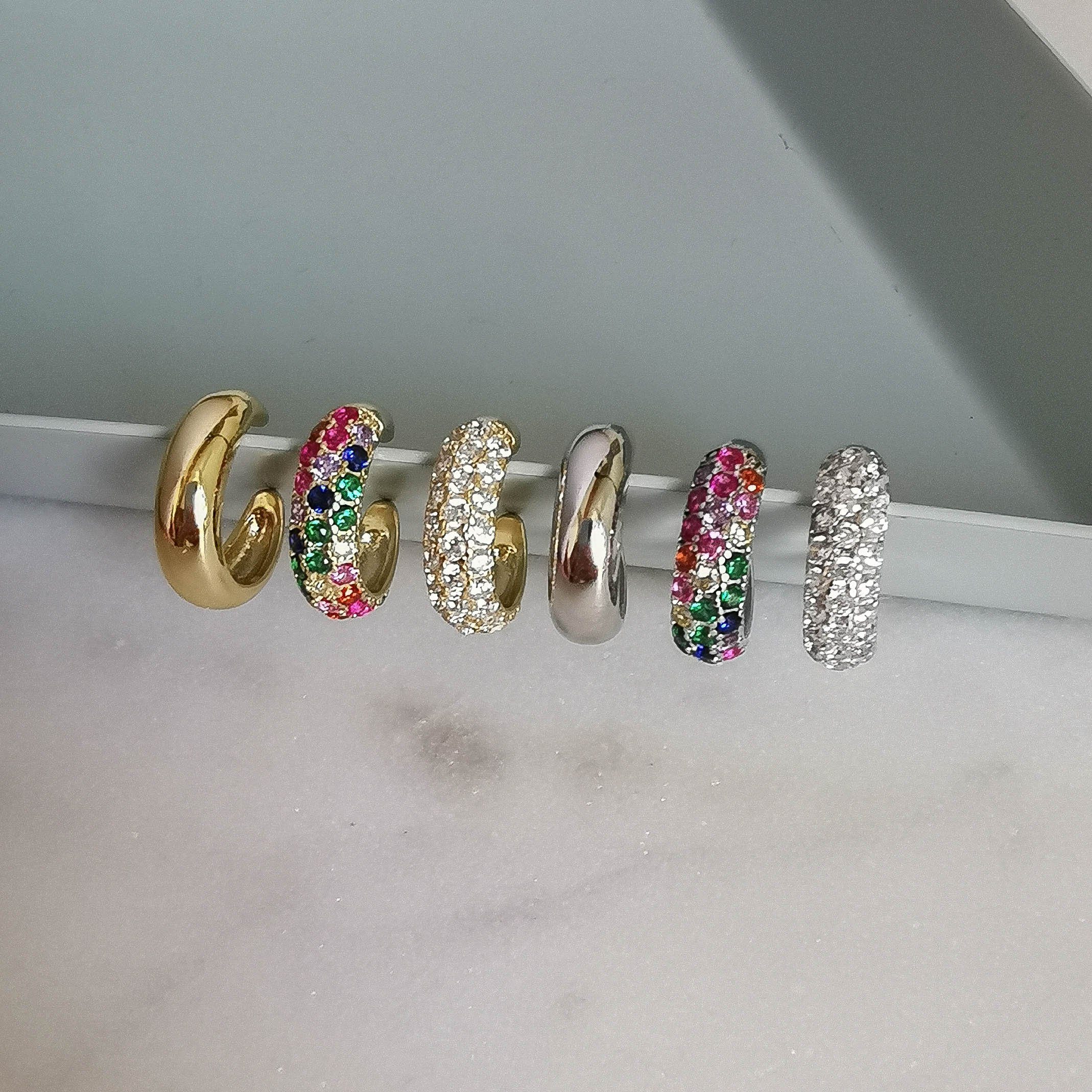 Brandlinger Ohrklemme Cuff Verona (White stone), Silber 925 vergoldet, Weiße Zirkoniasteine – Bild 4 von 4