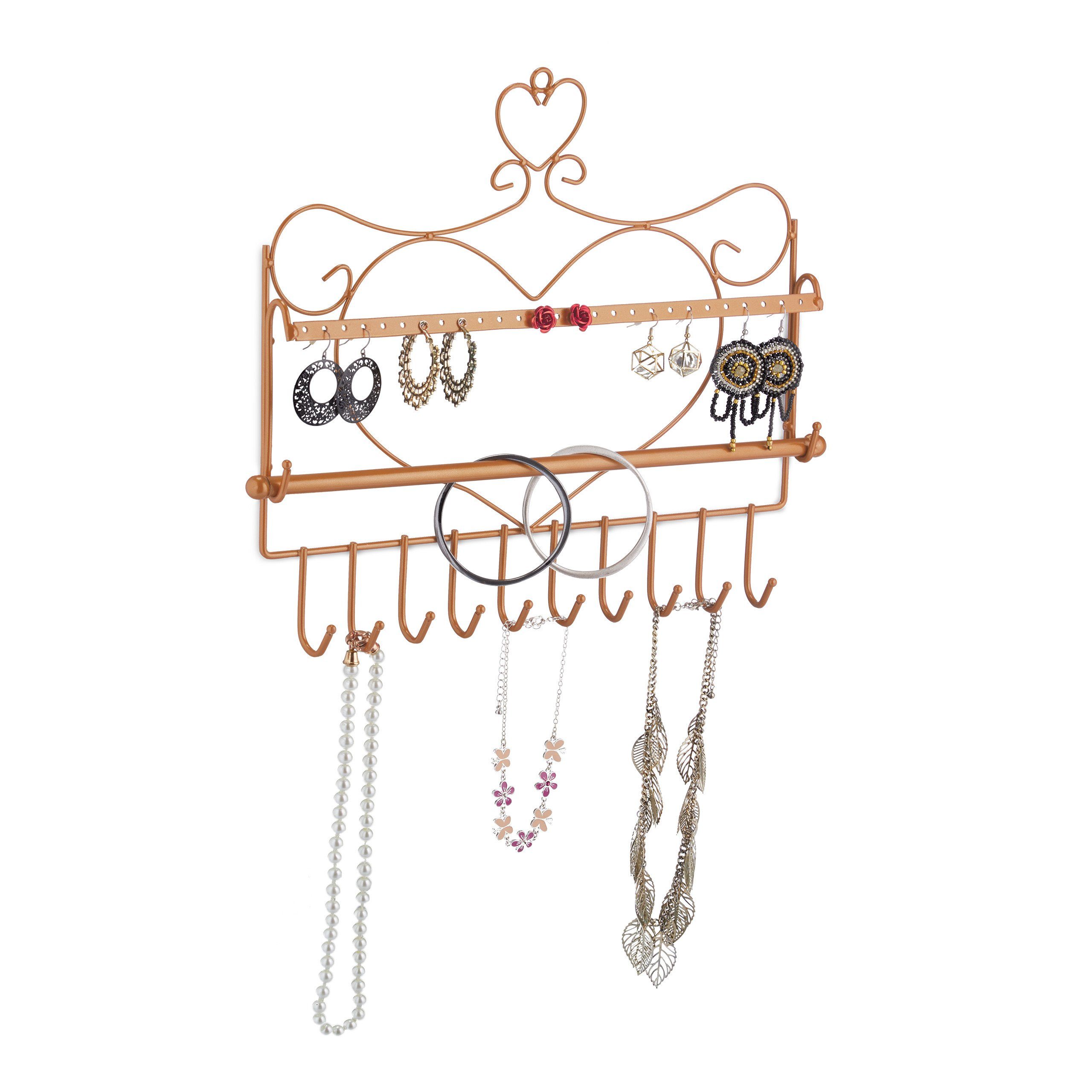 relaxdays Schmuckständer Wand Schmuckhalter, Bronze