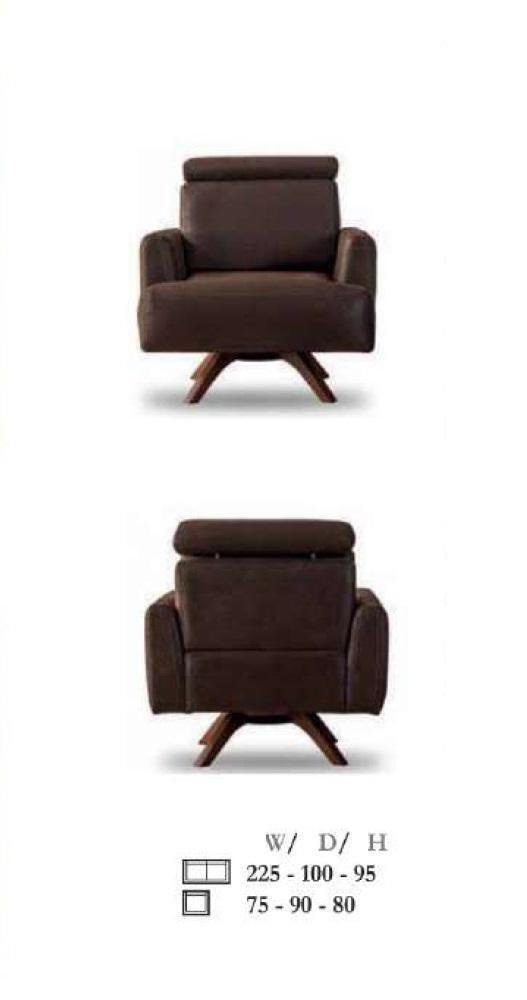 JVmoebel Sessel Wohnzimmer Sitzer Kunstleder Braun Cocktailsessel Ohrensessel (Sessel) Sessel