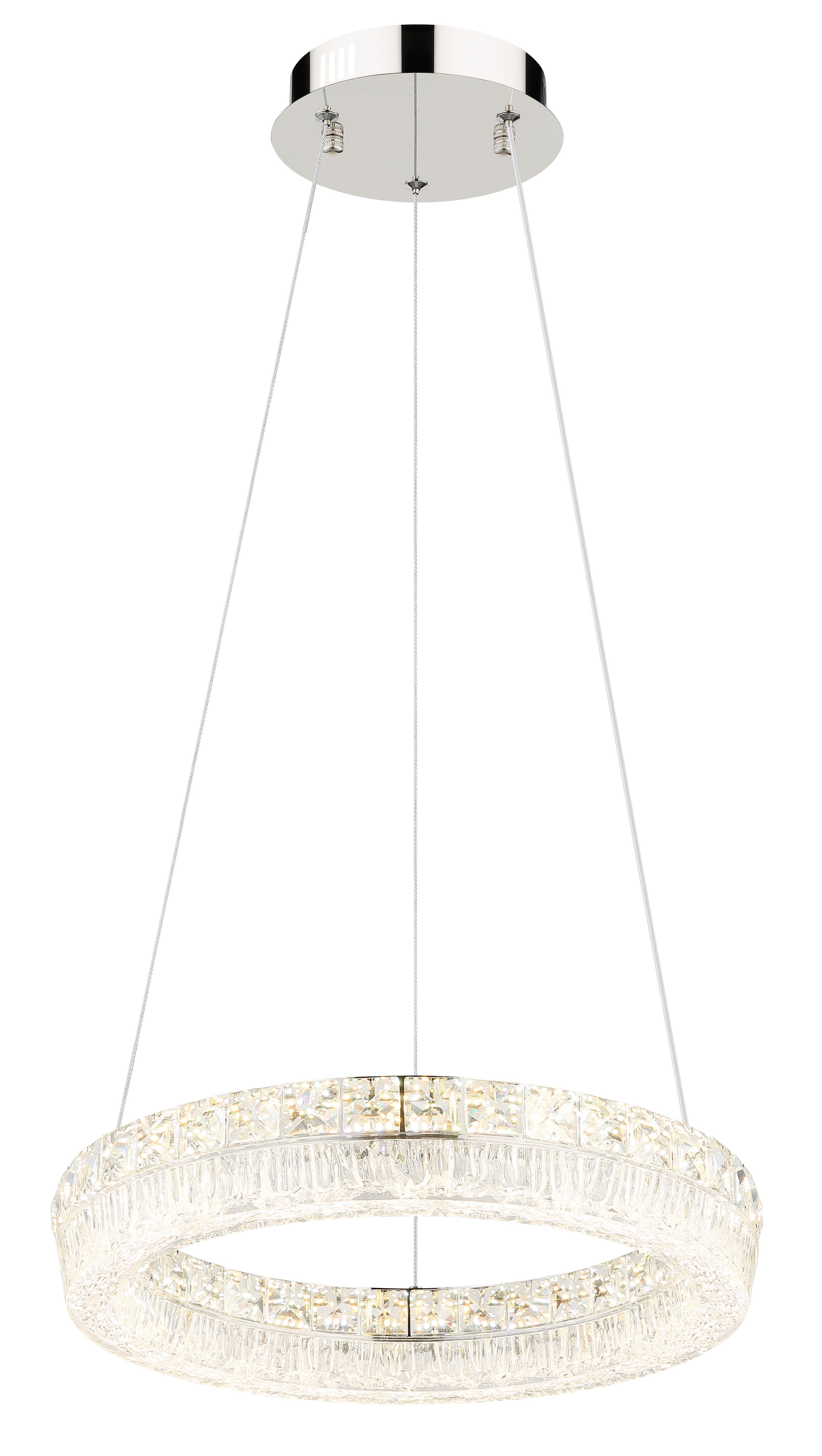 GLOBO LIGHTING Hängeleuchte LAUREL, LED fest integriert, Verchromte Hängeleuchte mit Acryl und Glaskristallen, dimmbar, LED 24W