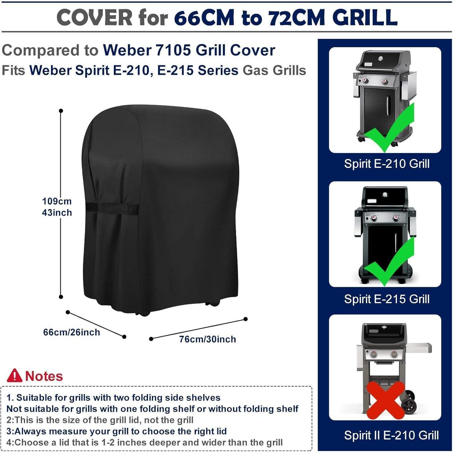 LuxusKollektion Grill-Schutzhülle Grillabdeckung 76 cm 76x66x109cm für Weber Spirit 210 Series