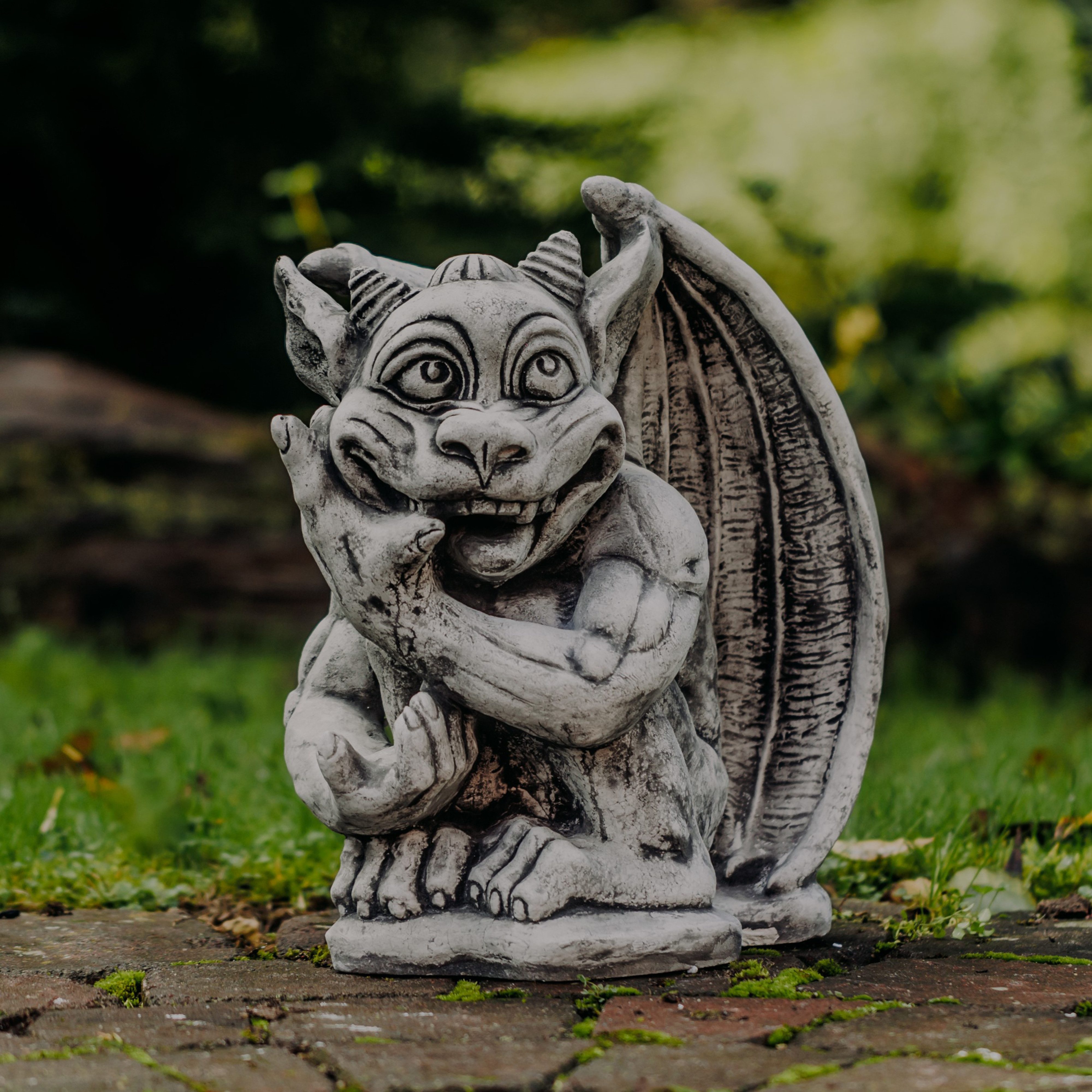 gartendekoparadies.de Gartenfigur Torwächter Gargoyle, H. 38 cm, 21 kg, Frostsicher