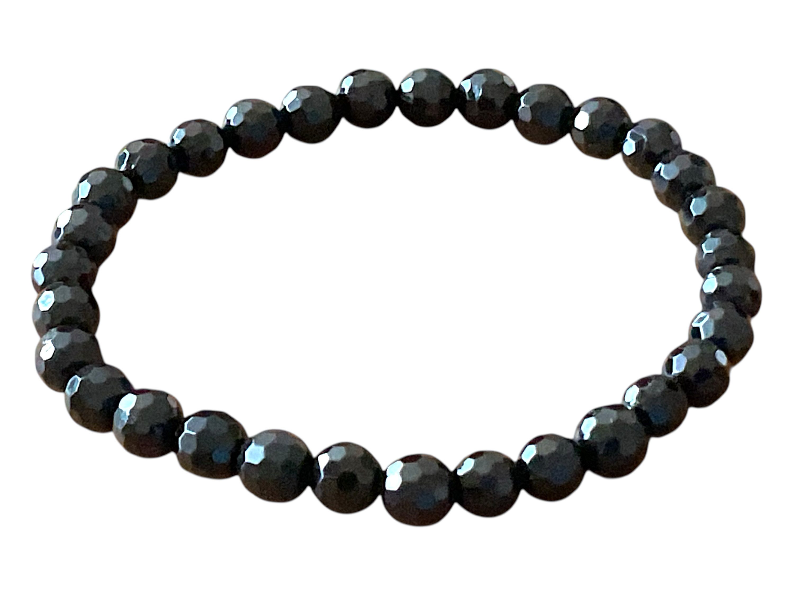 Steinfixx® Perlenarmband Turmalin (Schörl) Durchmesser 6mm, facettiert, handgefertigt (Länge 18,0 cm, 1-tlg., incl. Geschenkverpackung), AAA-Qualität aus Brasilien