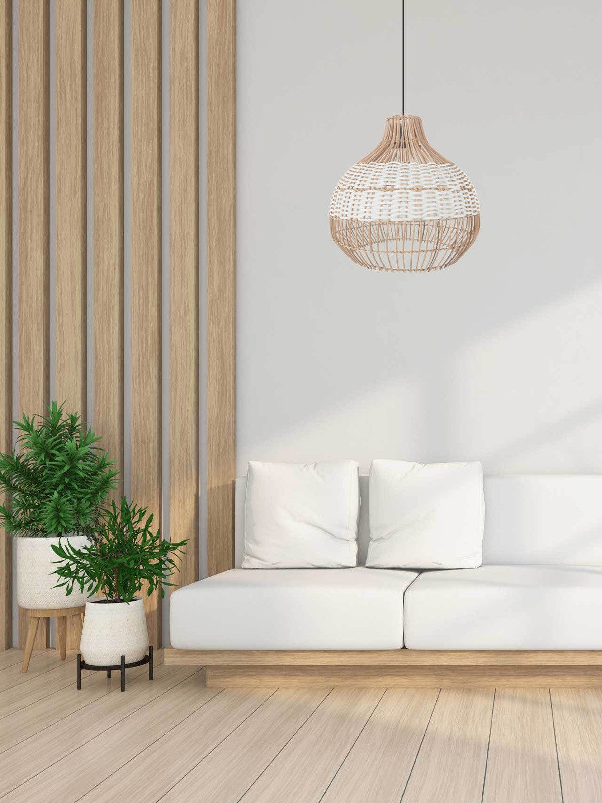 VIVANNO Hängeleuchte Rattan MEZZORA Rund - Beige Geflochten, ohne Leuchtmit günstig online kaufen