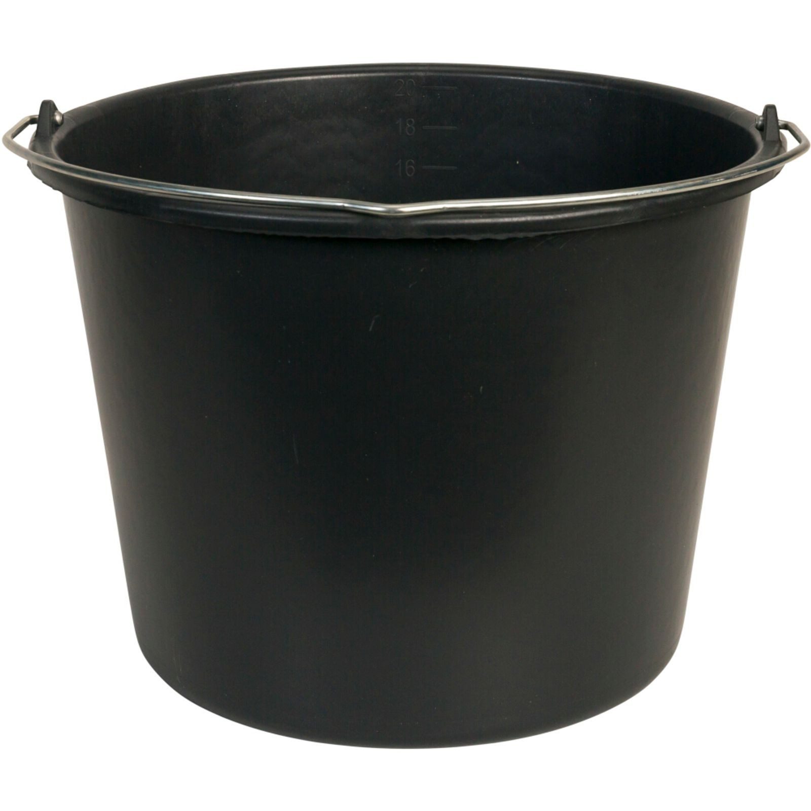 IRONSIDE Mörtelkübel Baueimer Wassereimer Mörteleimer Putzeimer 20 l schwarz mit Literskala